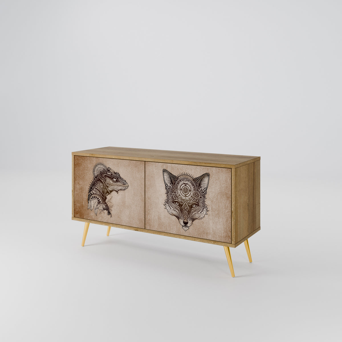 STEAMPUNK CLAN Compact 2-Door TV Cabinet