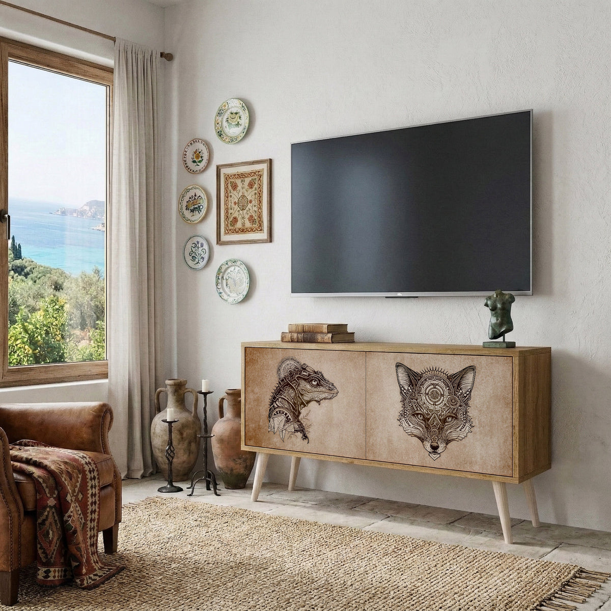 STEAMPUNK CLAN Compact 2-Door TV Cabinet