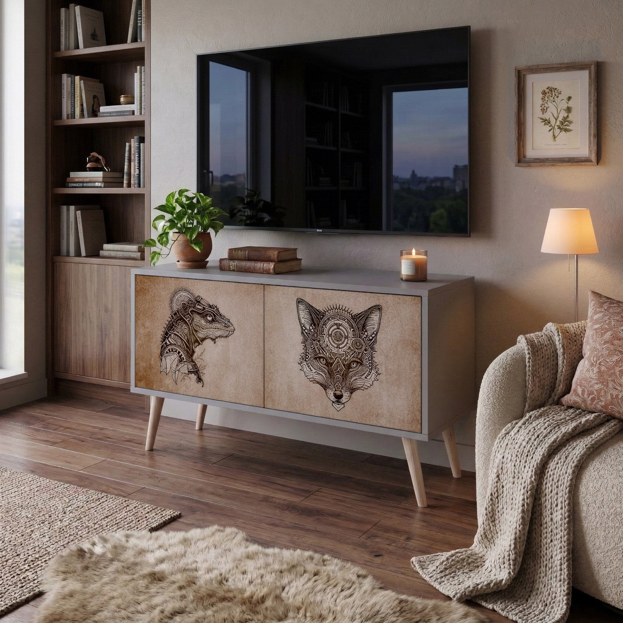 STEAMPUNK CLAN Compact 2-Door TV Cabinet