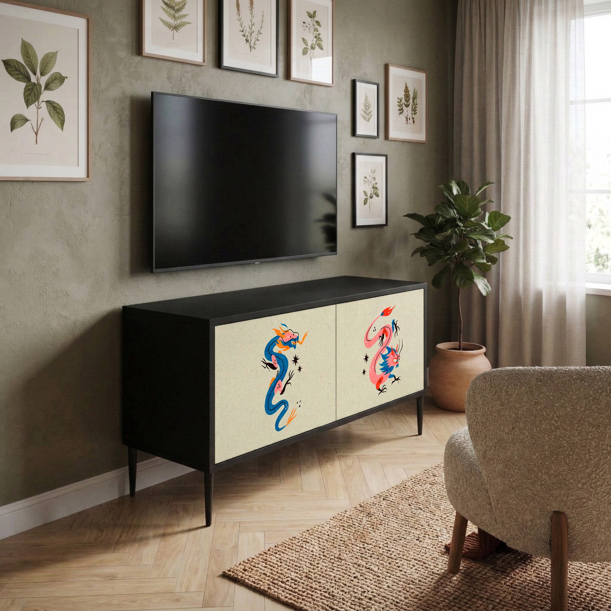MYTHOLOGICAL CREATURES Compact 2-Door TV Cabinet