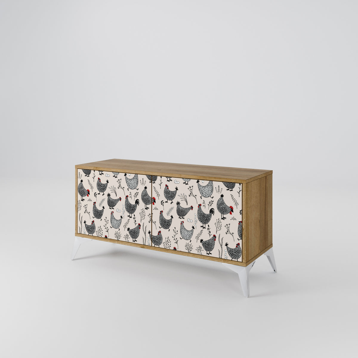 HAPPY HENS Compact 2-Door TV Cabinet