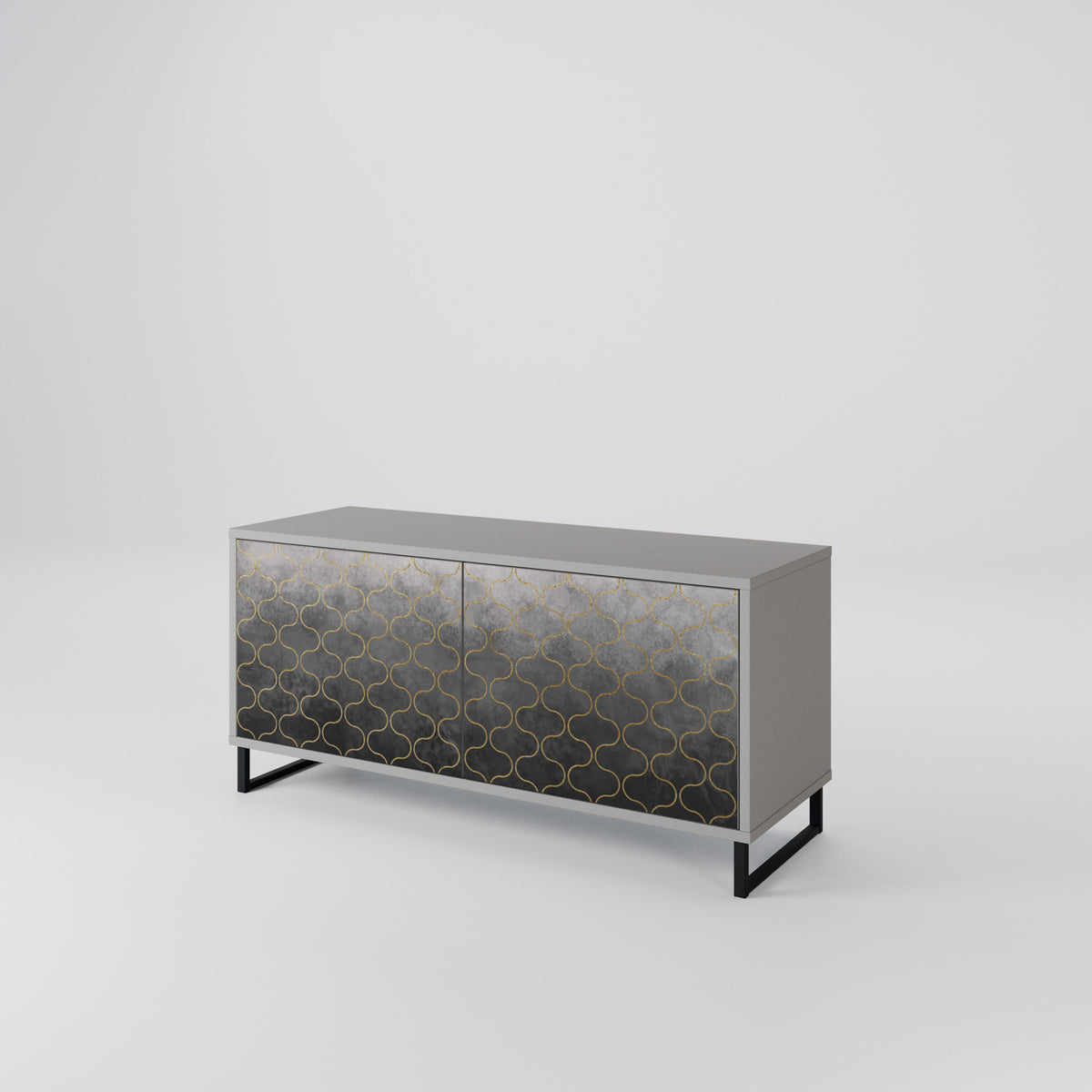 TESSELATED GRAYISH Compact 2-Door TV Cabinet
