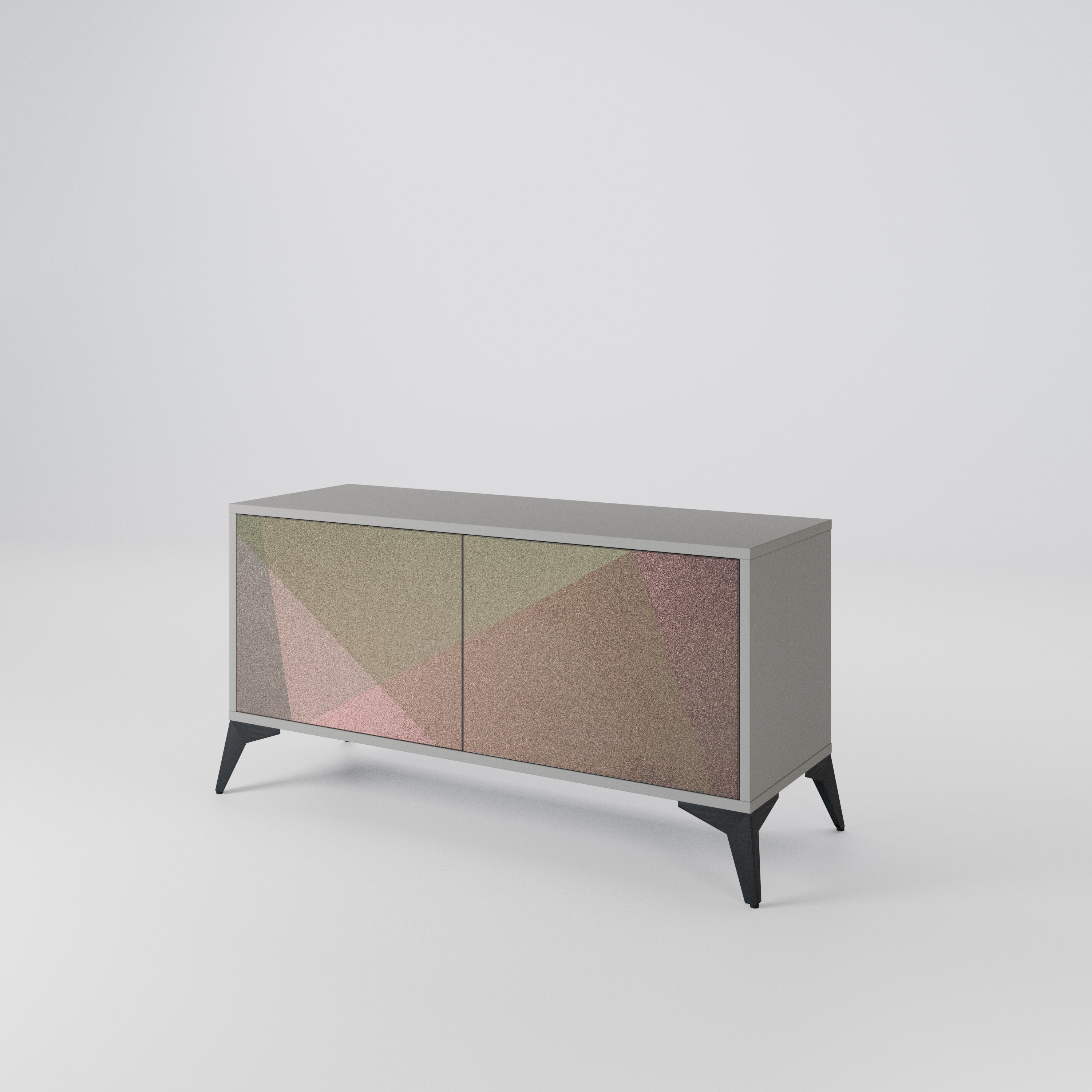 BEIGE GEOMETRY Compact 2-Door TV Cabinet