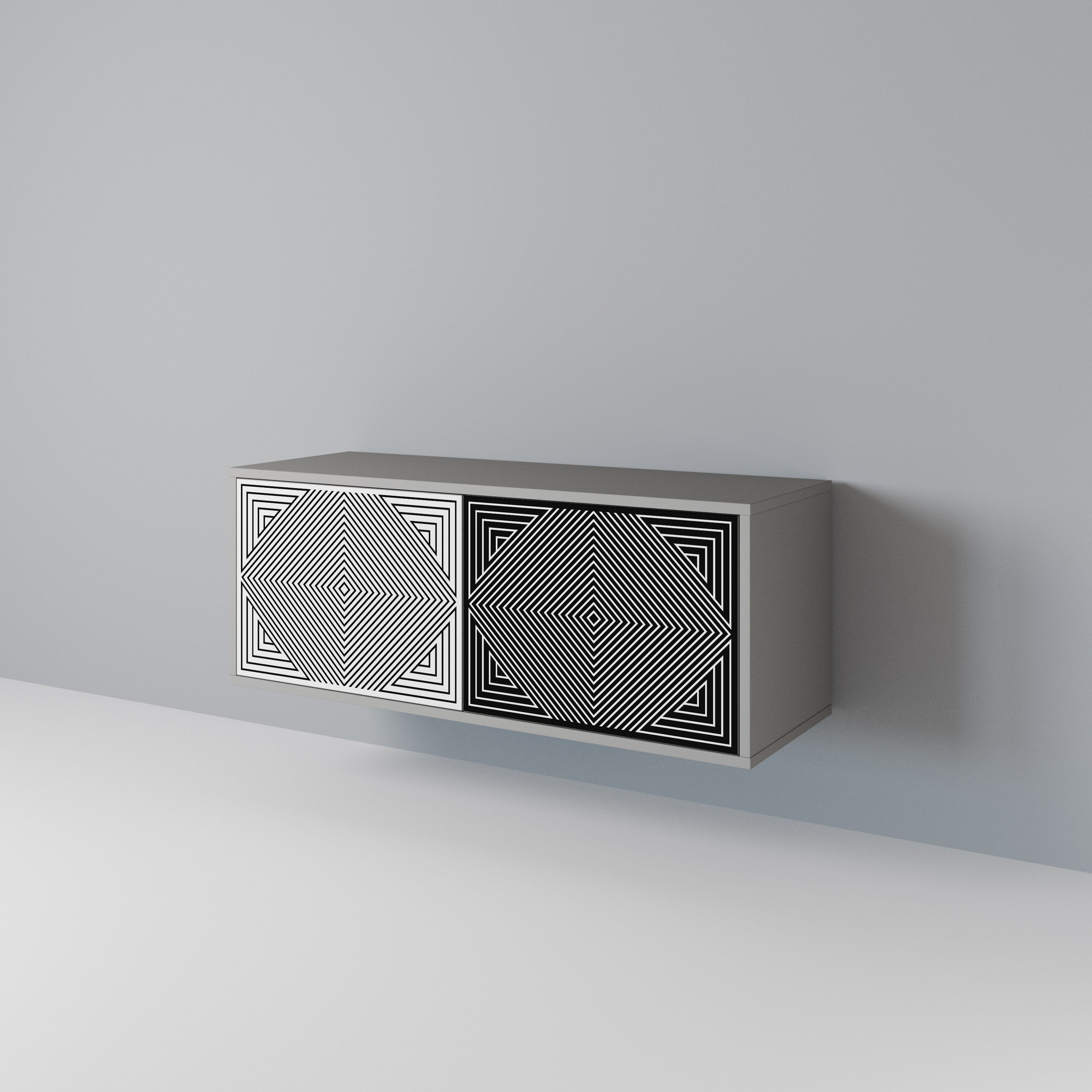 POLYGON ILLUSION Compact 2-Door TV Cabinet