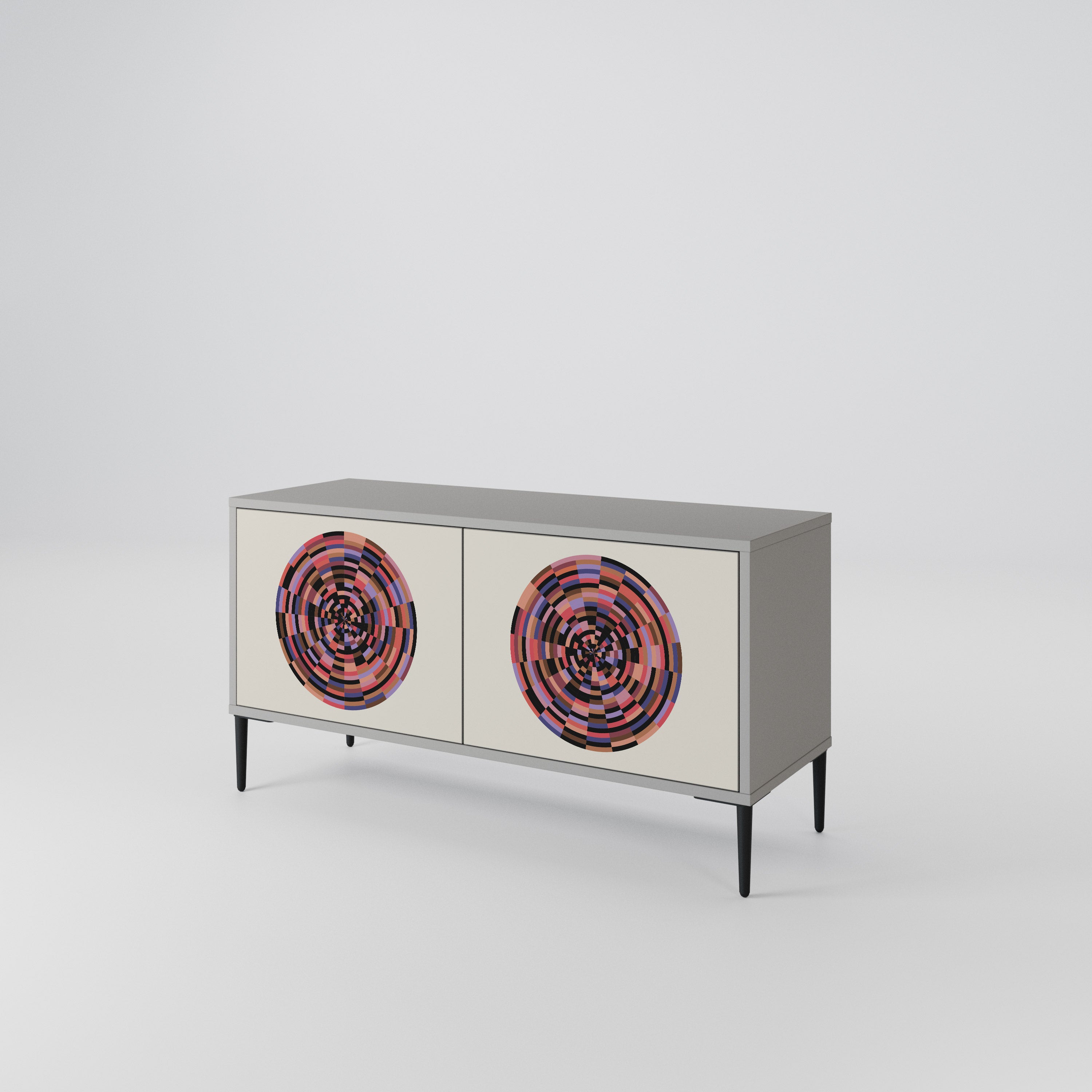 BROWN CIRCLES Compact 2-Door TV Cabinet