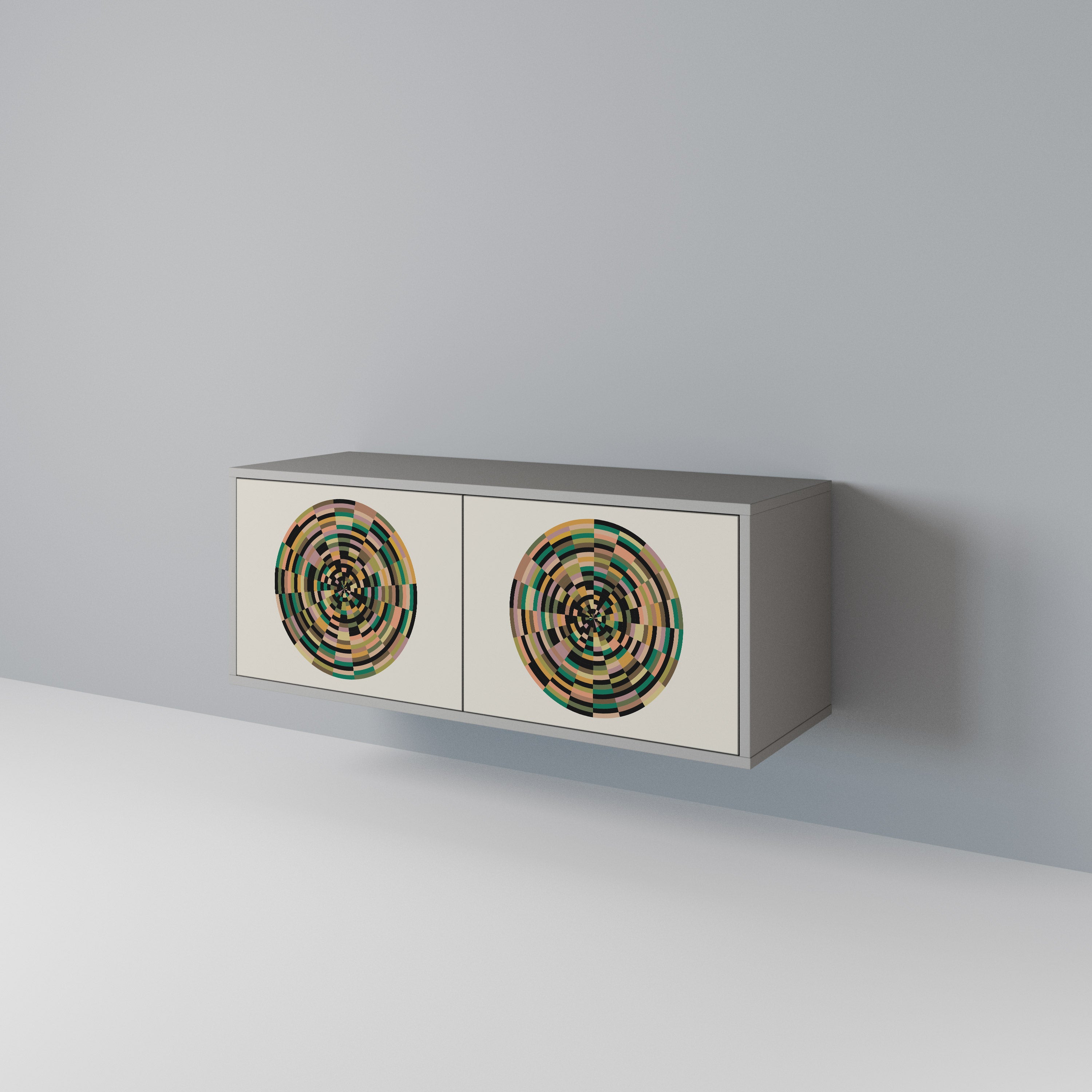 GREEN CIRCLES Compact 2-Door TV Cabinet