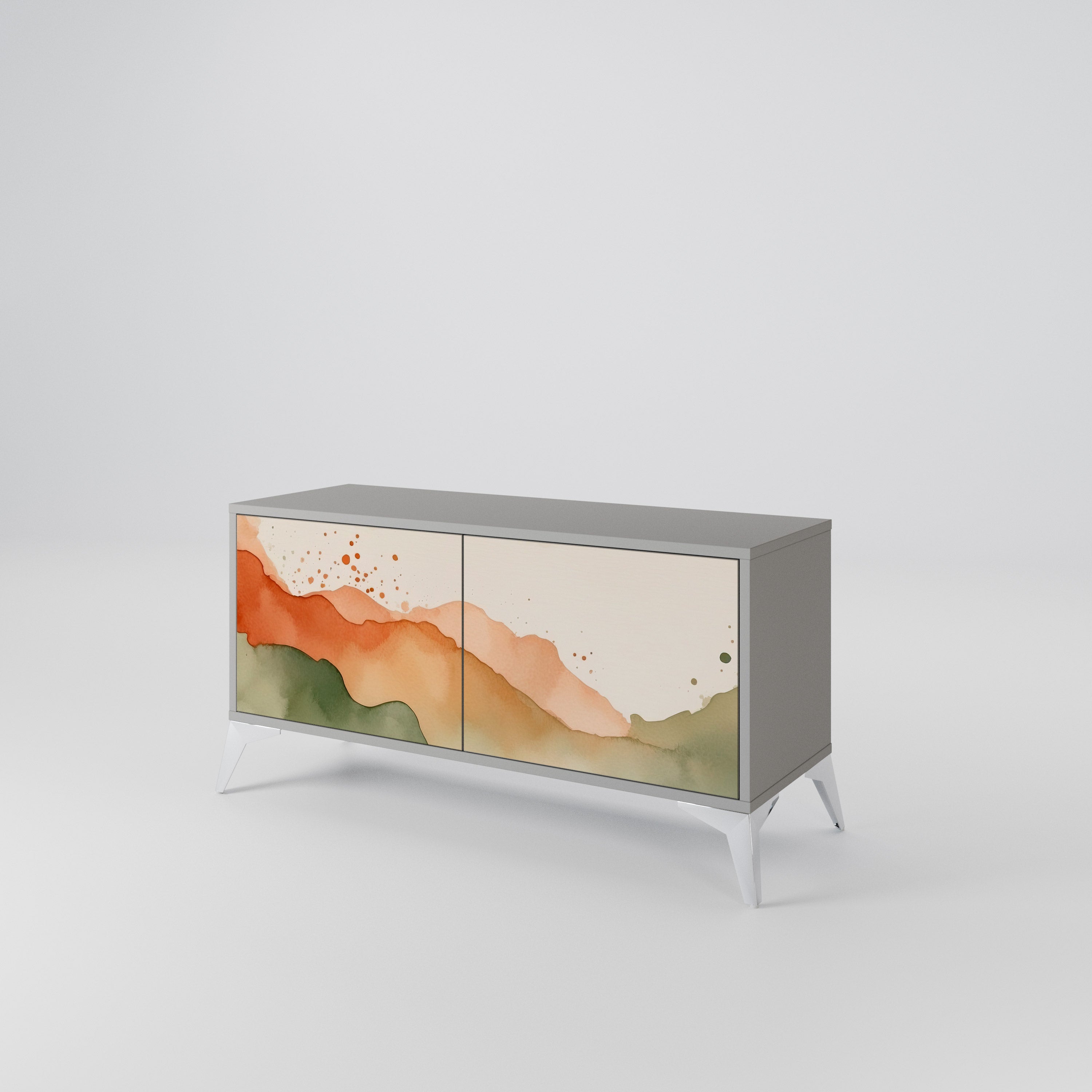 WATERCOLOUR PEAKS Compact 2-Door TV Cabinet