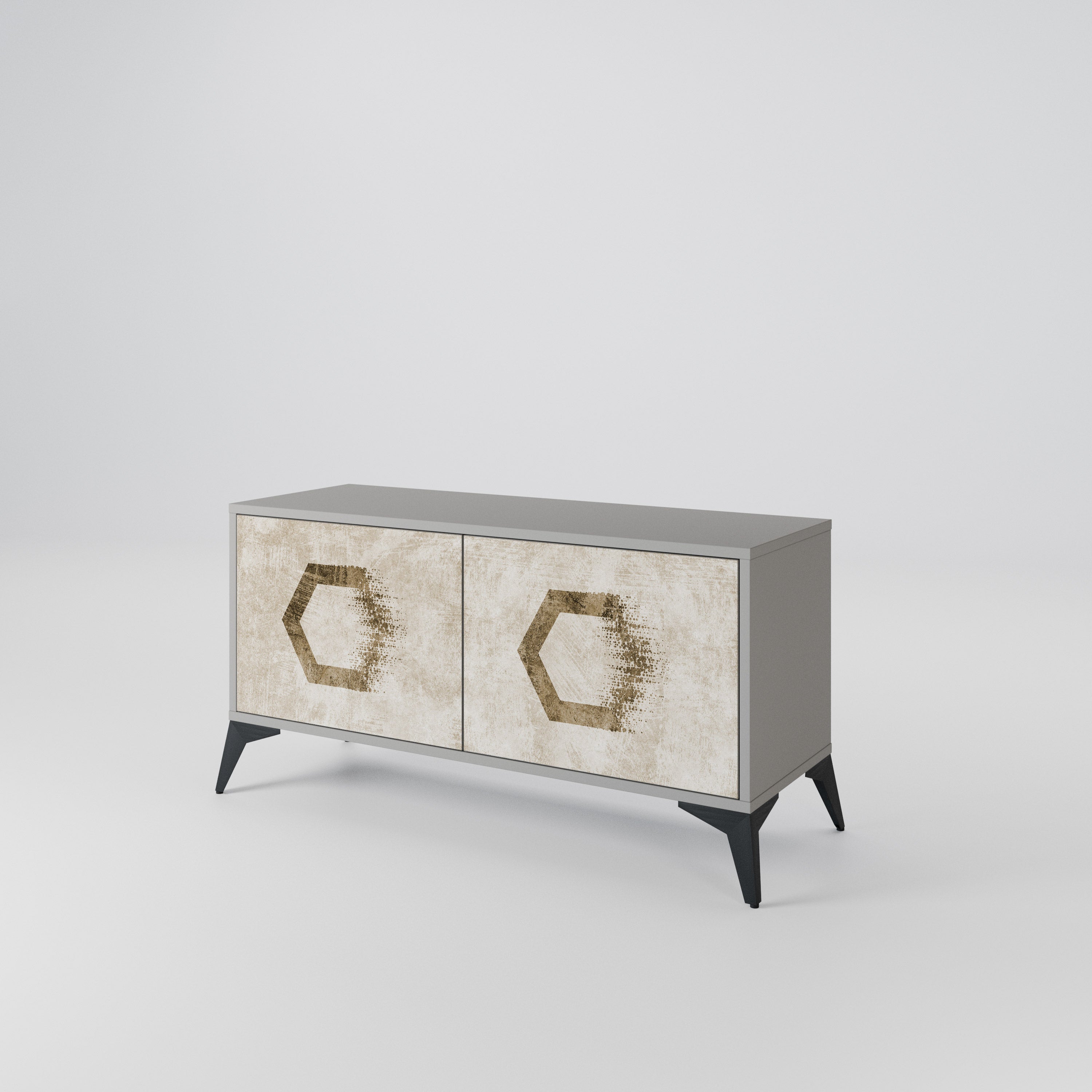 HEXAGONAL SHAPES Compact 2-Door TV Cabinet