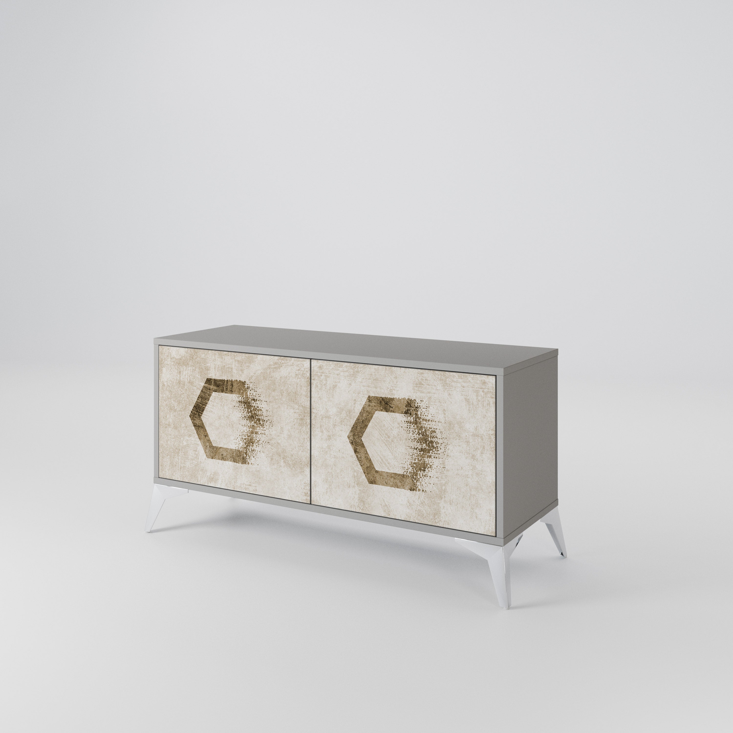 HEXAGONAL SHAPES Compact 2-Door TV Cabinet