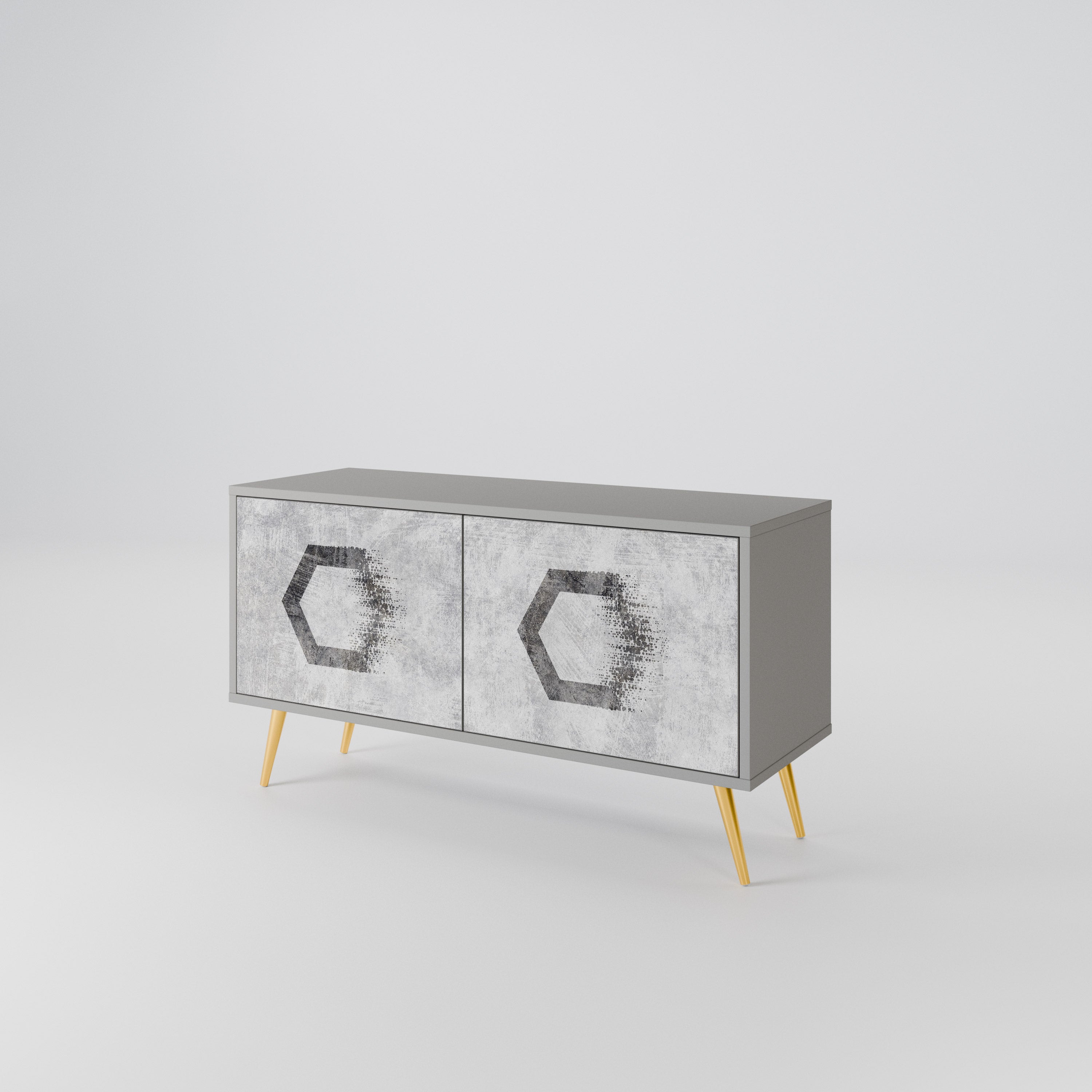 HEXAGONAL FIGURES Compact 2-Door TV Cabinet
