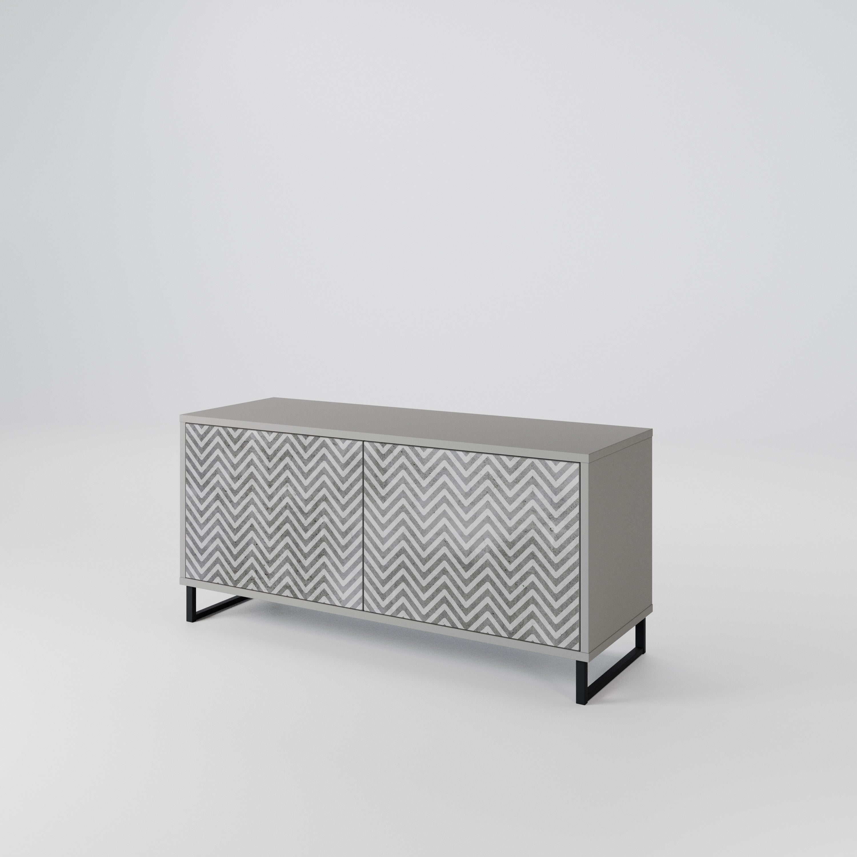 CONCRETE ZIG ZAG Compact 2-Door TV Cabinet