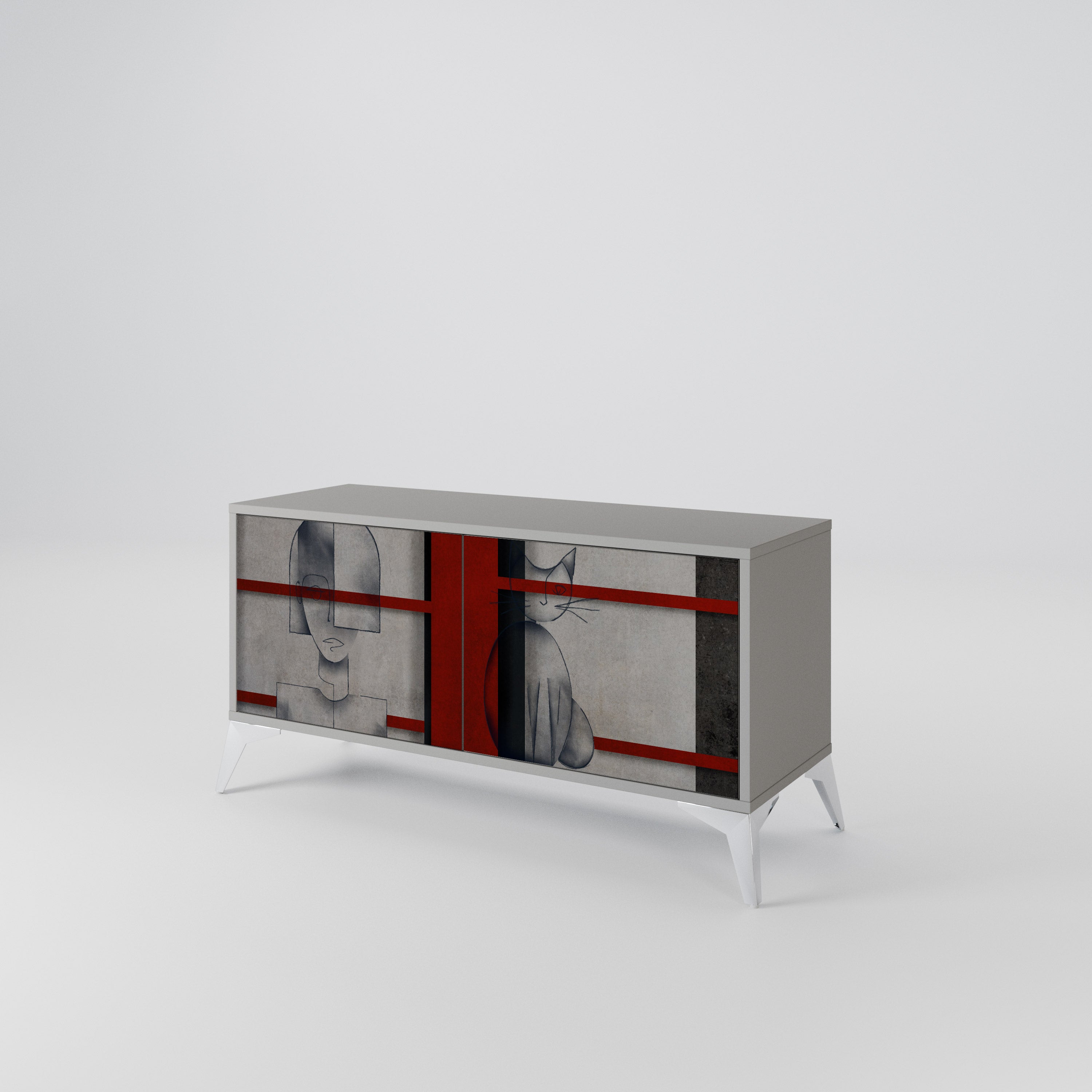 GRAY FIGURES Συμπαγές έπιπλο τηλεόρασης 2-θυρών