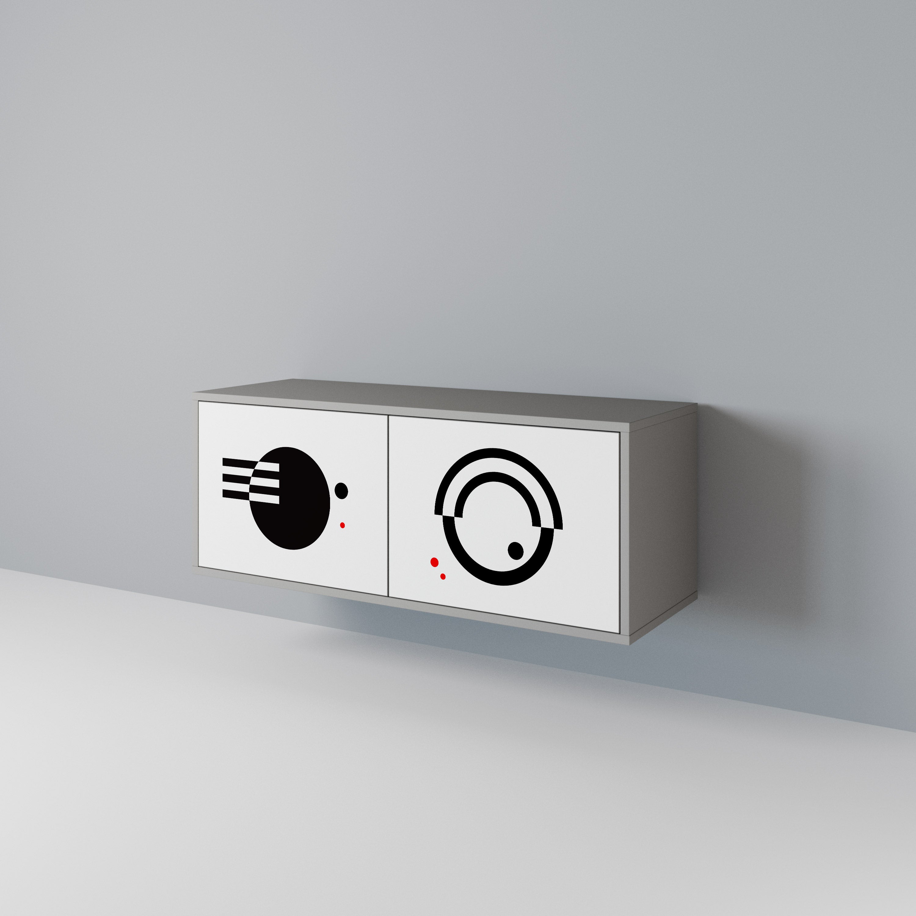 BLACK AND WHITE COMBINATION Συμπαγές έπιπλο τηλεόρασης 2-θυρών