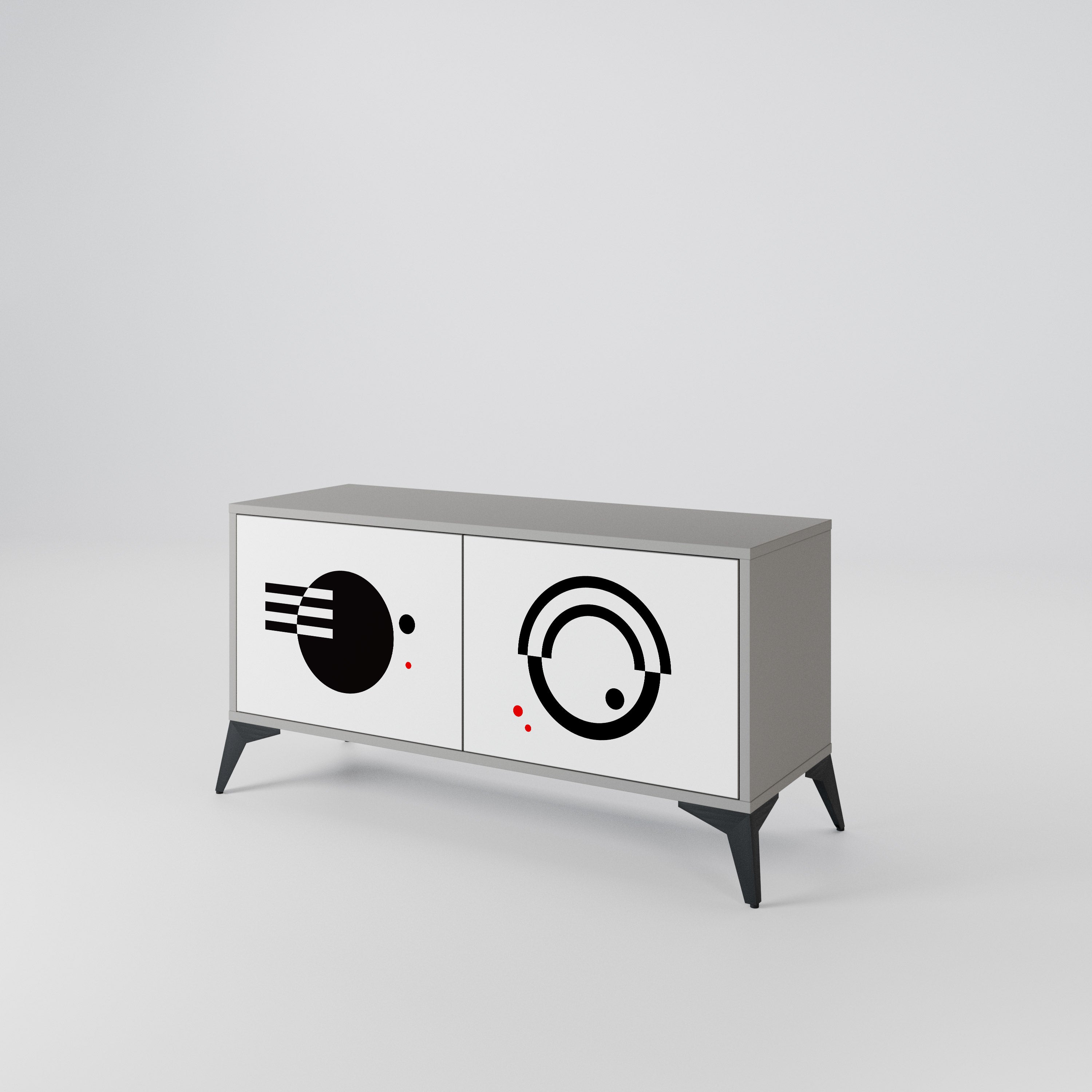 BLACK AND WHITE COMBINATION Συμπαγές έπιπλο τηλεόρασης 2-θυρών