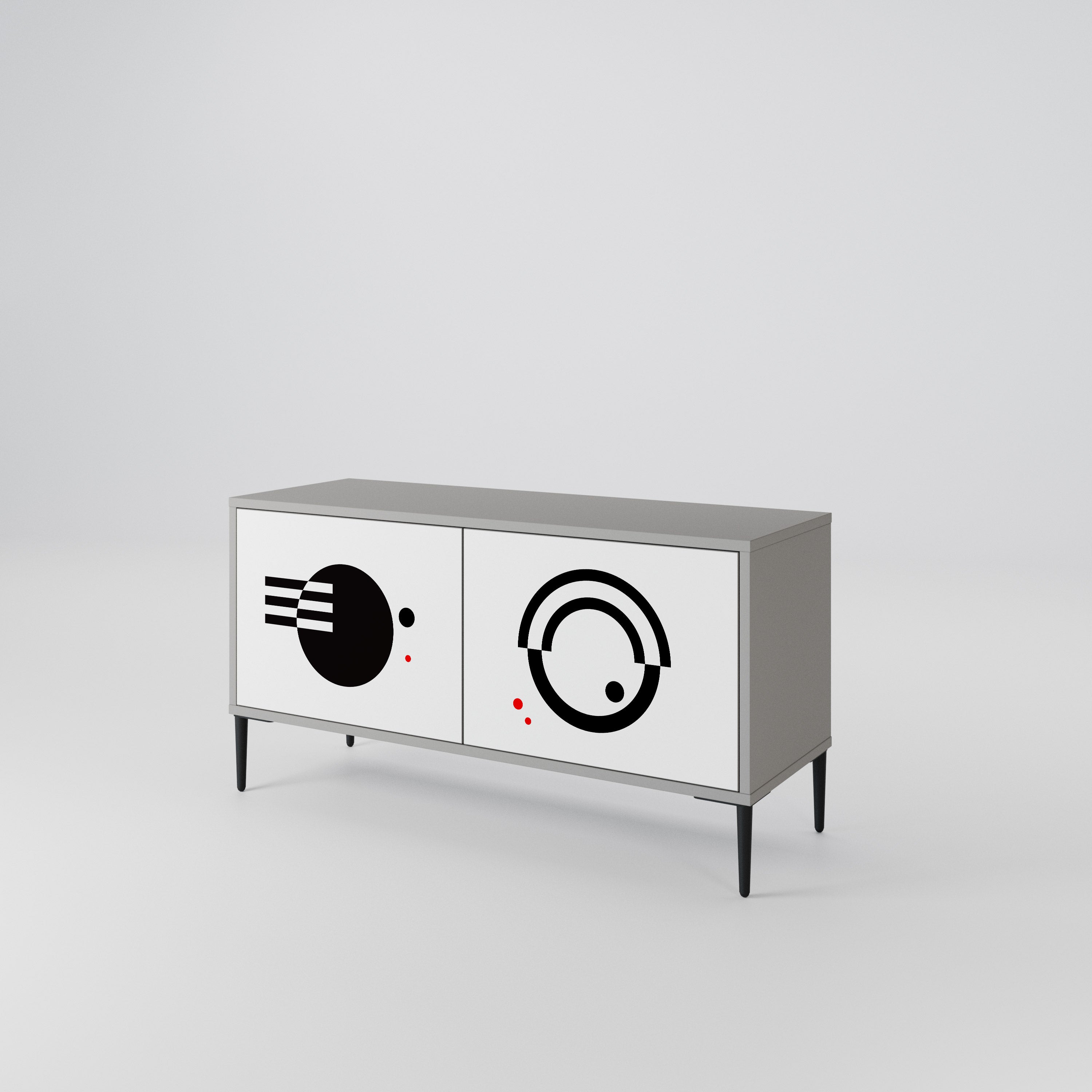 BLACK AND WHITE COMBINATION Συμπαγές έπιπλο τηλεόρασης 2-θυρών