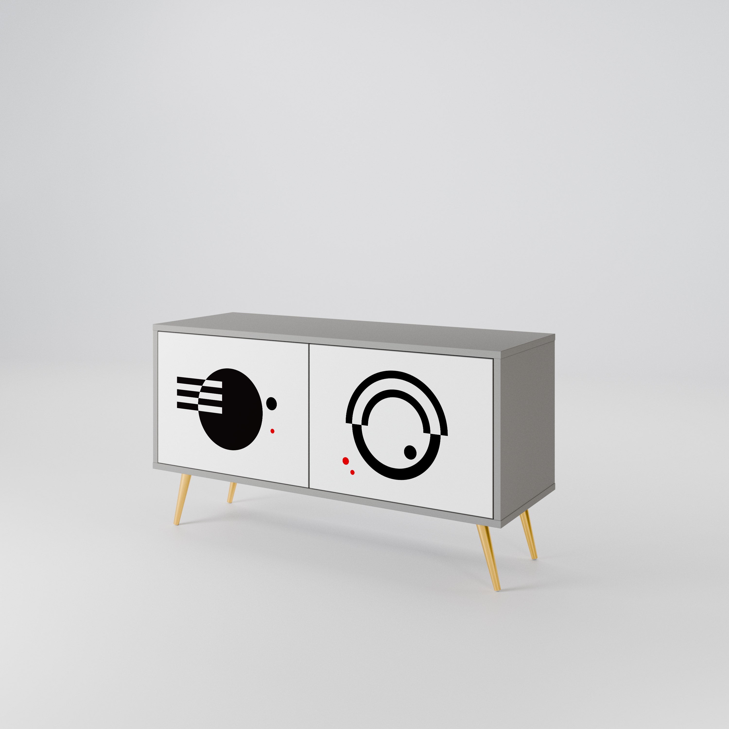 BLACK AND WHITE COMBINATION Συμπαγές έπιπλο τηλεόρασης 2-θυρών