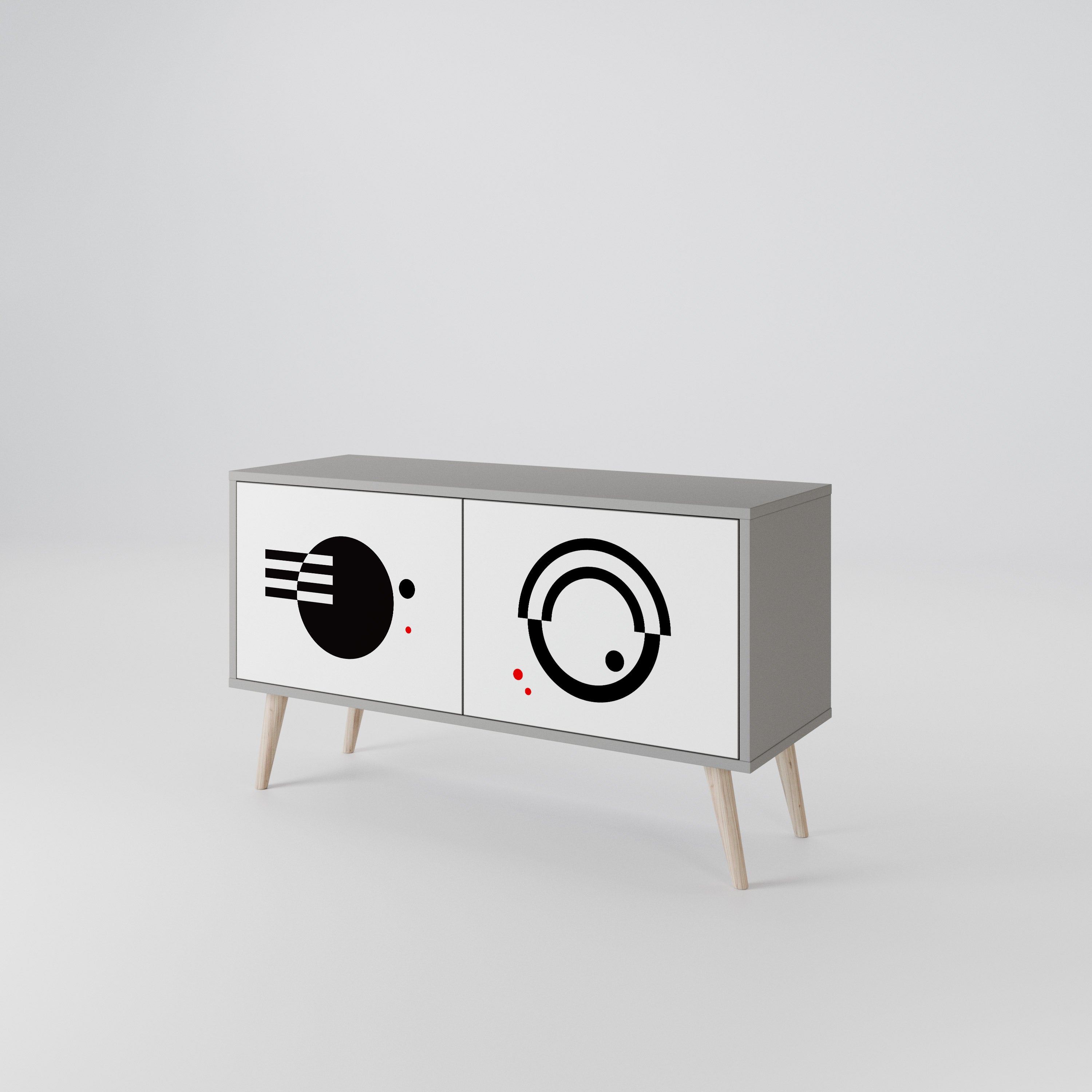 BLACK AND WHITE COMBINATION Συμπαγές έπιπλο τηλεόρασης 2-θυρών