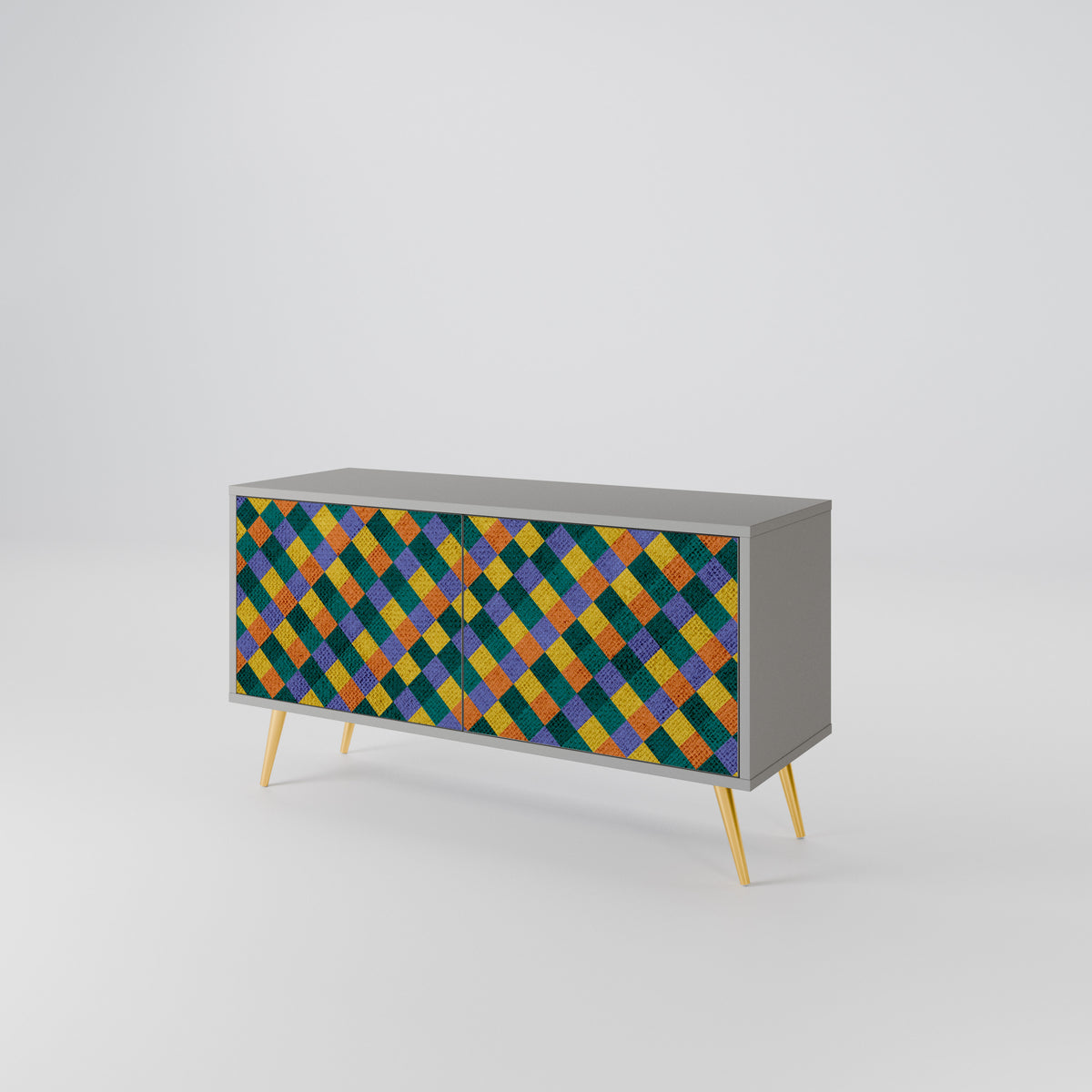 PAINTED SQUARES MIX Compact 2-Door TV Cabinet