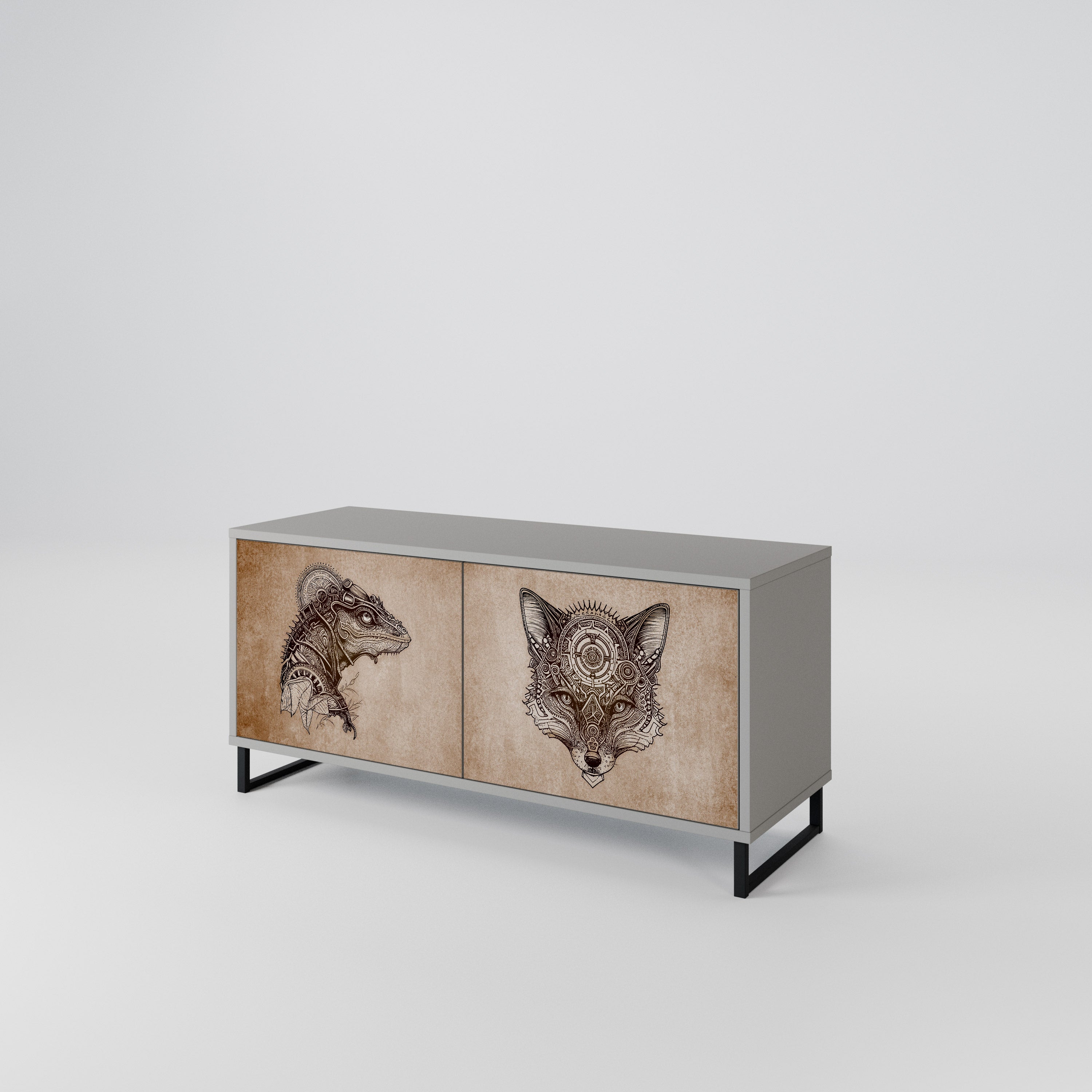 STEAMPUNK CLAN Compact 2-Door TV Cabinet