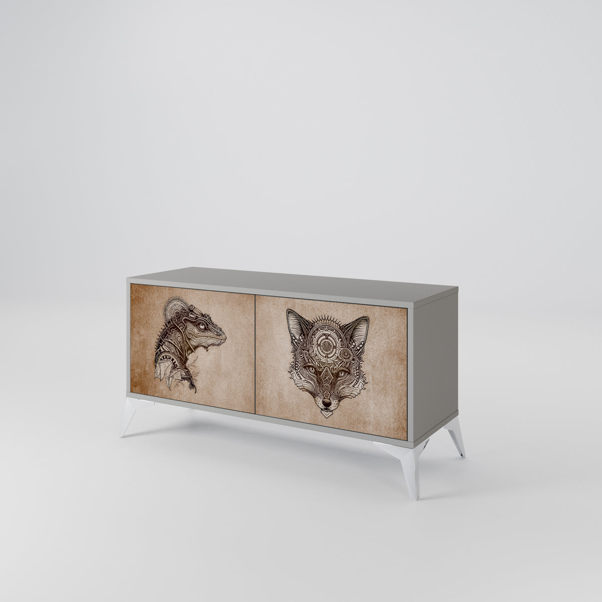 STEAMPUNK CLAN Compact 2-Door TV Cabinet