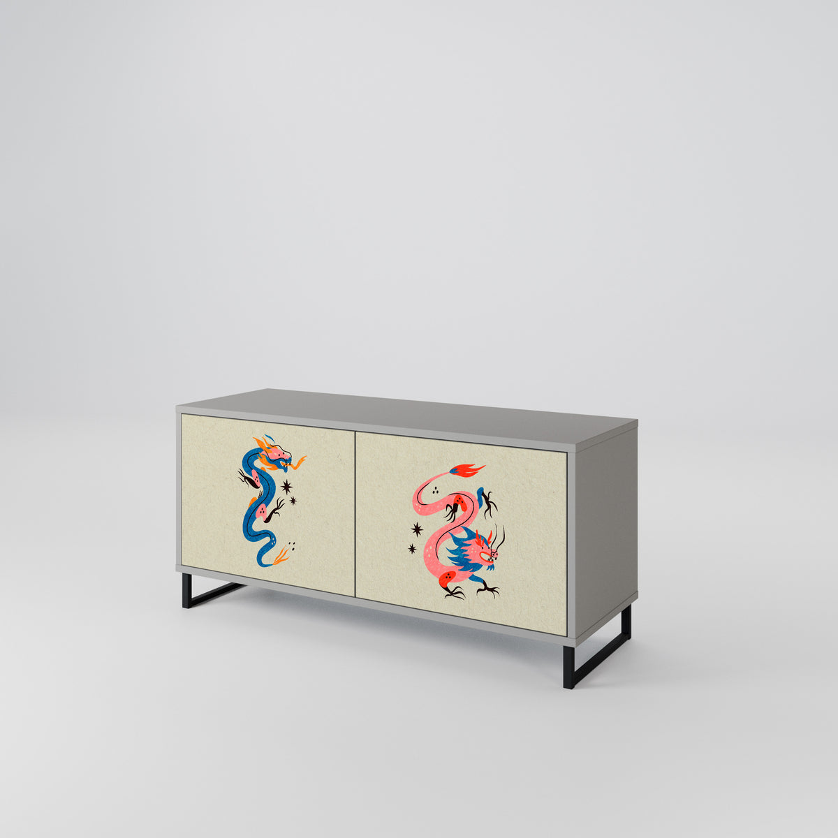 MYTHOLOGICAL CREATURES Compact 2-Door TV Cabinet