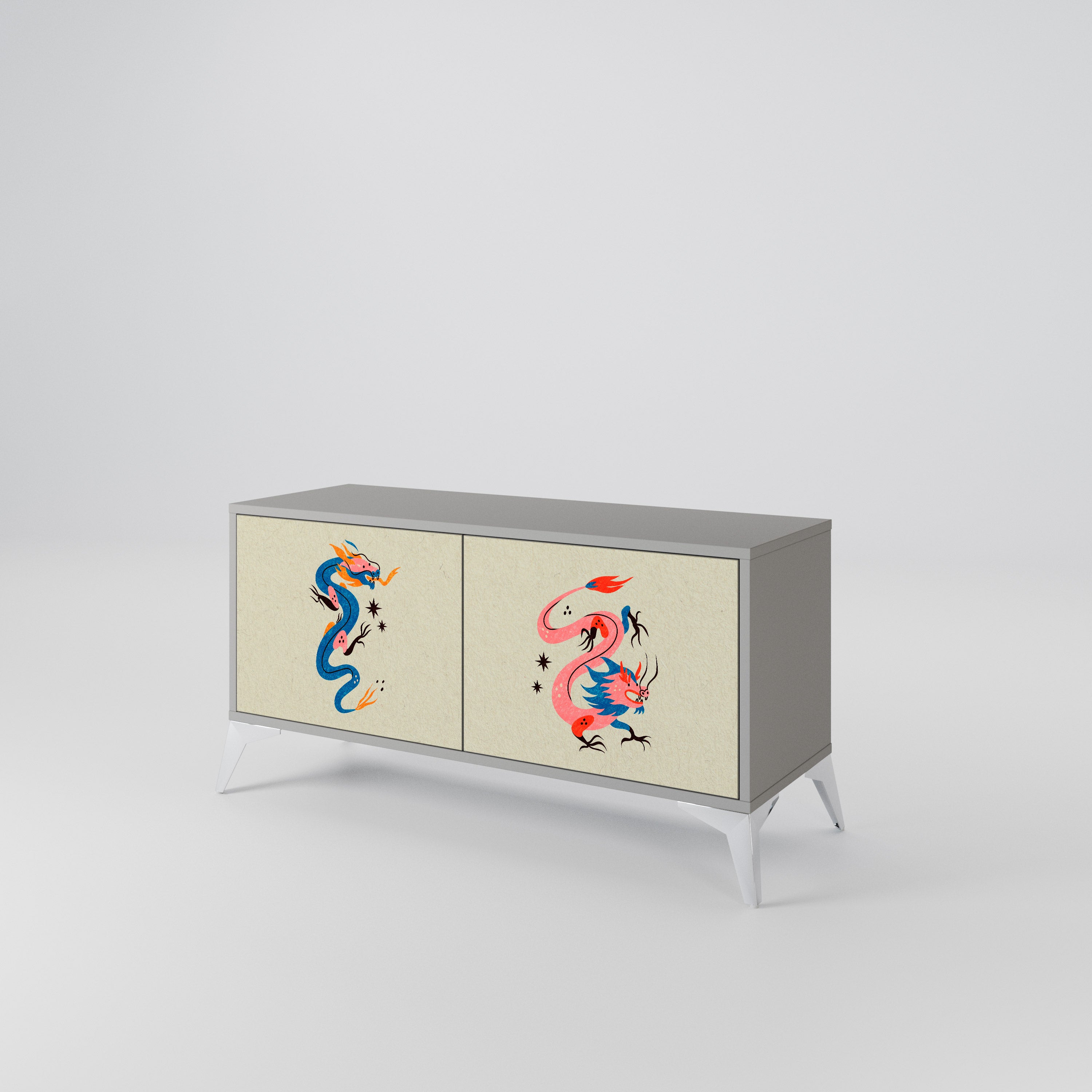 MYTHOLOGICAL CREATURES Compact 2-Door TV Cabinet