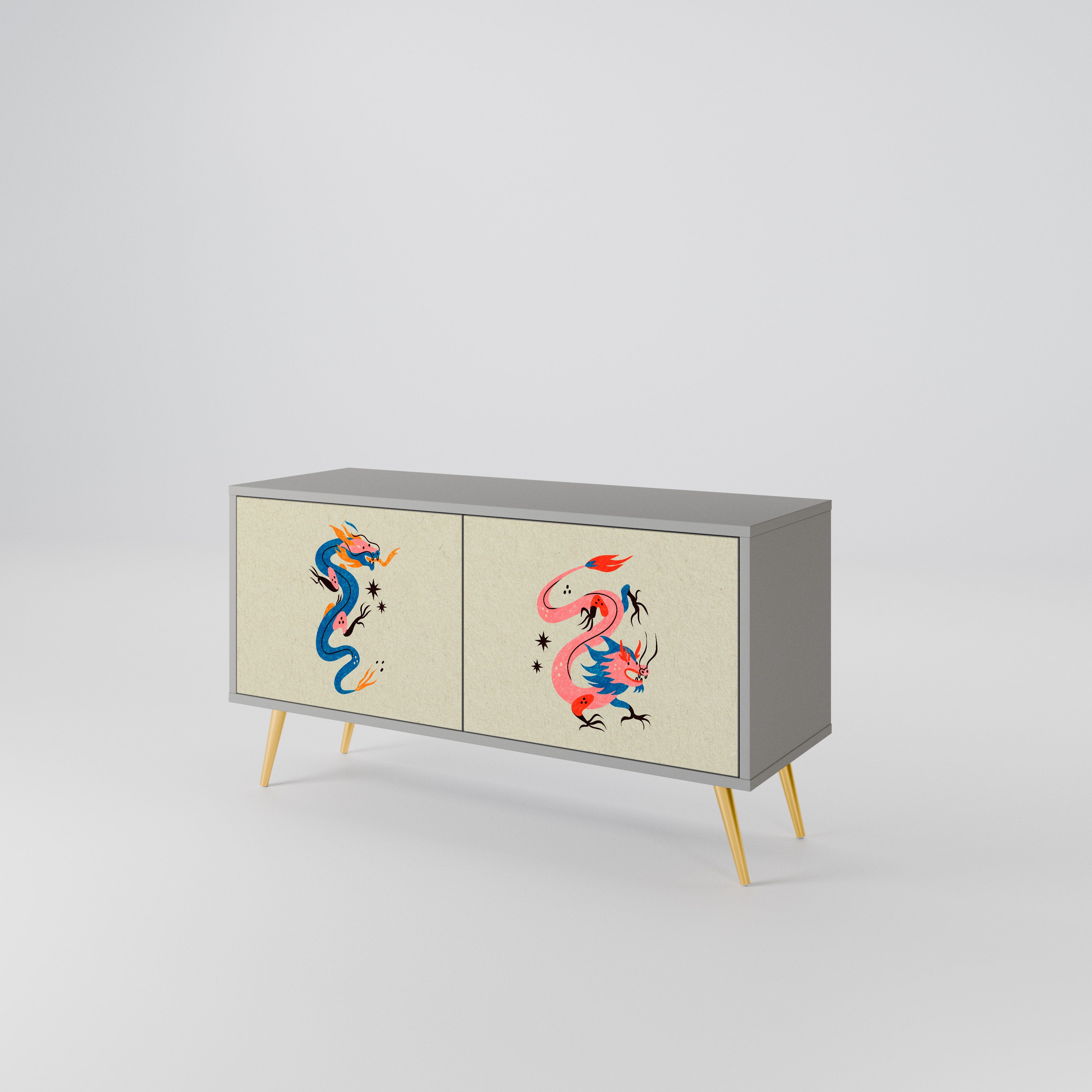 MYTHOLOGICAL CREATURES Compact 2-Door TV Cabinet