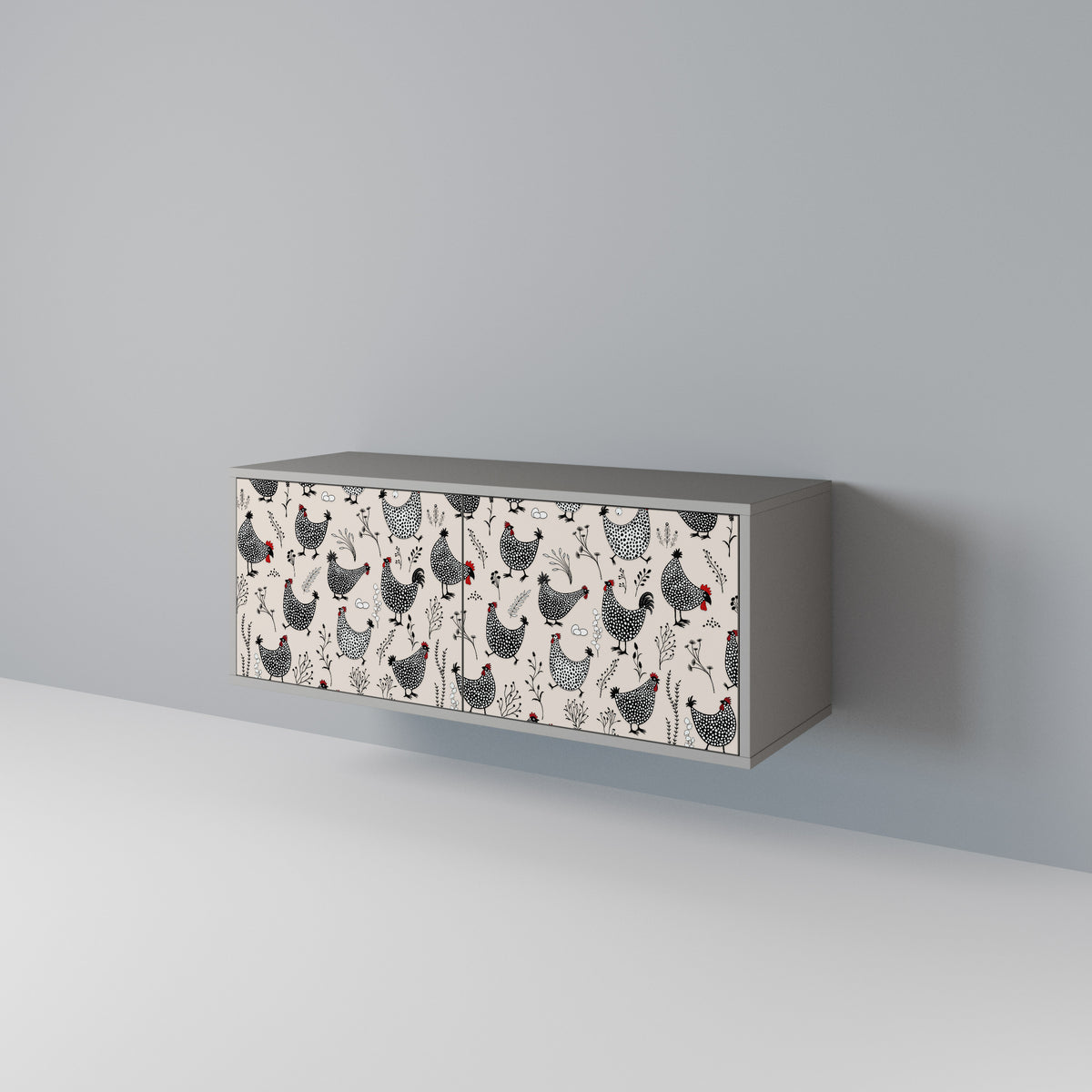 HAPPY HENS Compact 2-Door TV Cabinet