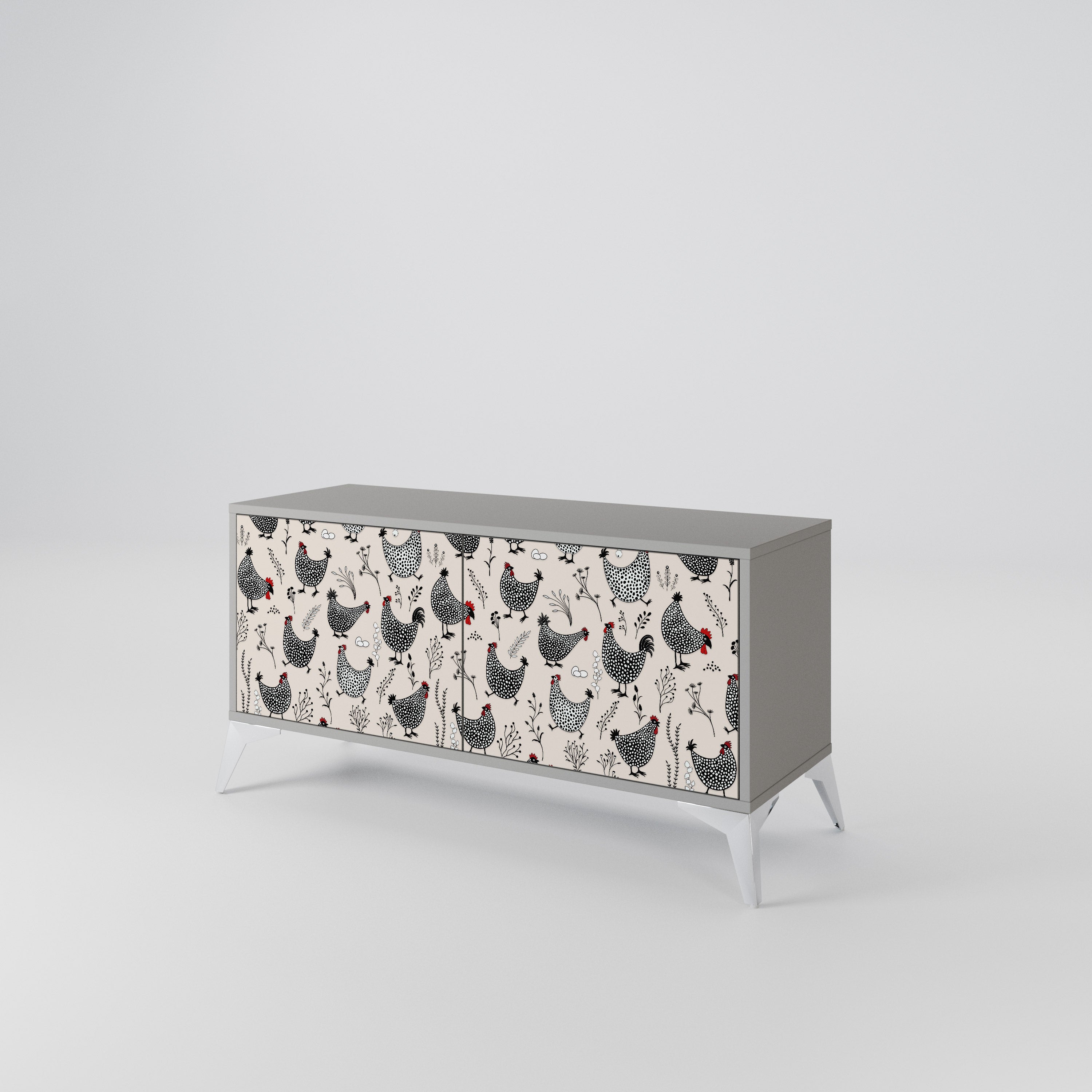 HAPPY HENS Compact 2-Door TV Cabinet