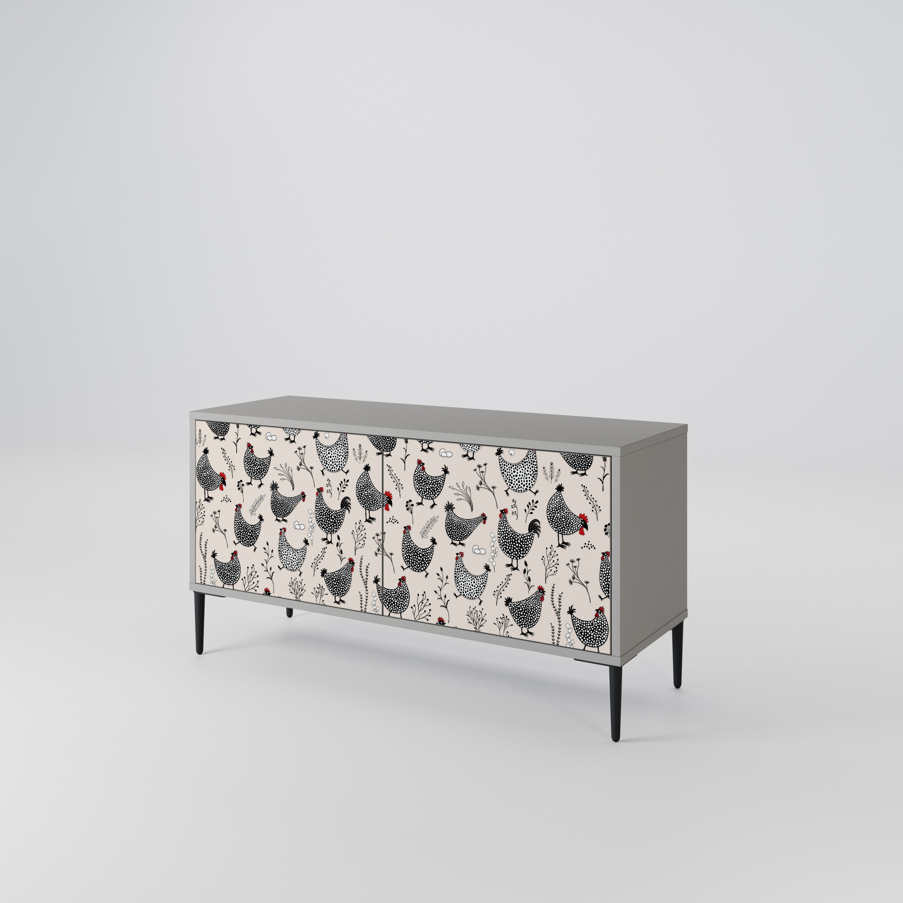 HAPPY HENS Compact 2-Door TV Cabinet