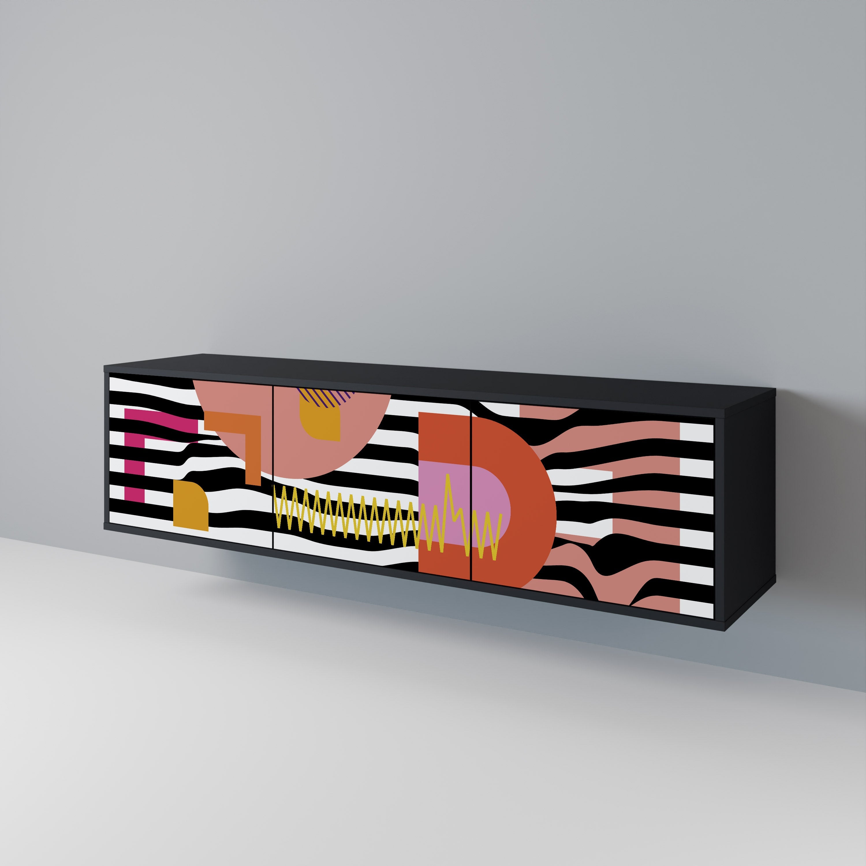 CHROMATIC ABSTRACT Τρίθυρη βάση τηλεόρασης σε μαύρο φινίρισμα