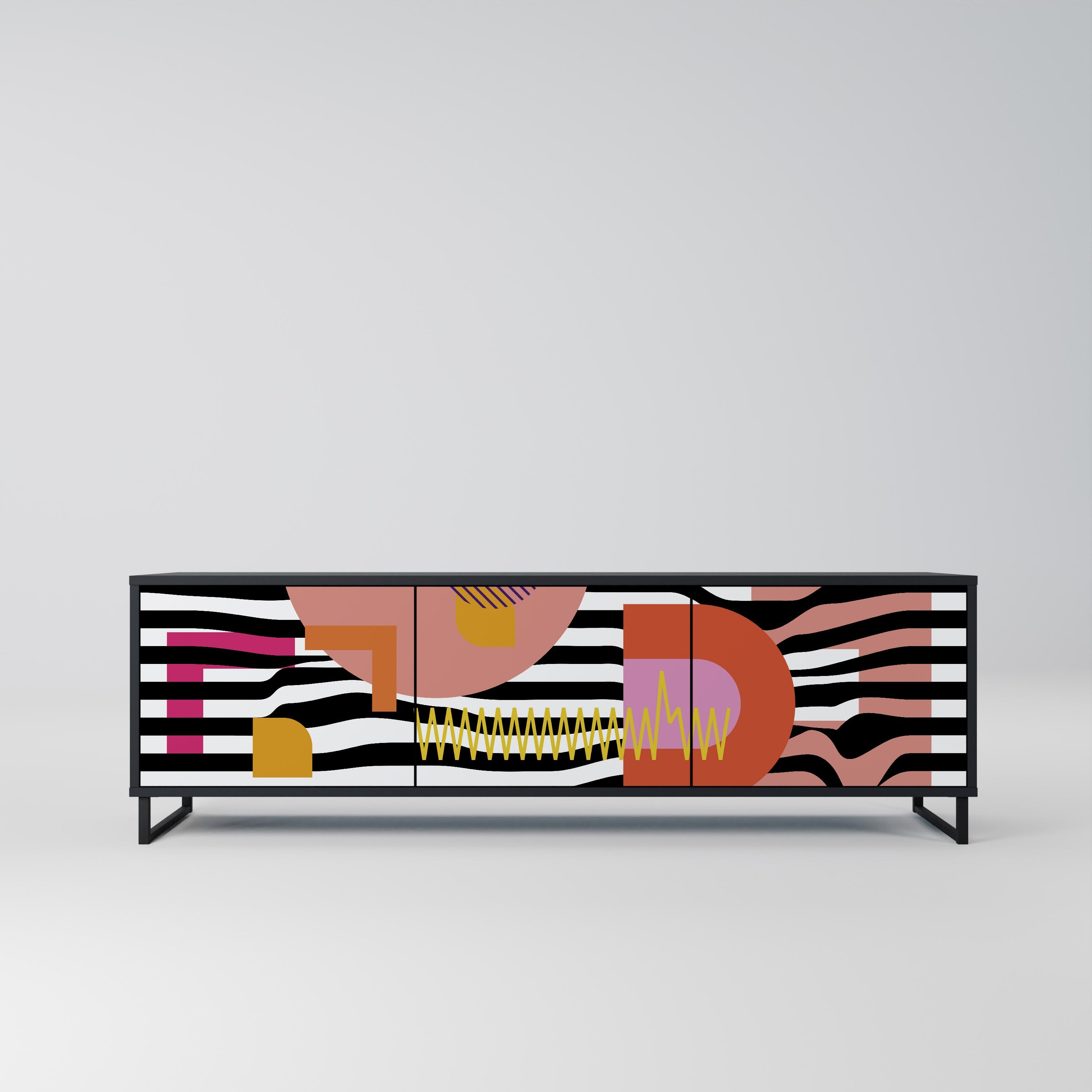 CHROMATIC ABSTRACT Τρίθυρη βάση τηλεόρασης σε μαύρο φινίρισμα