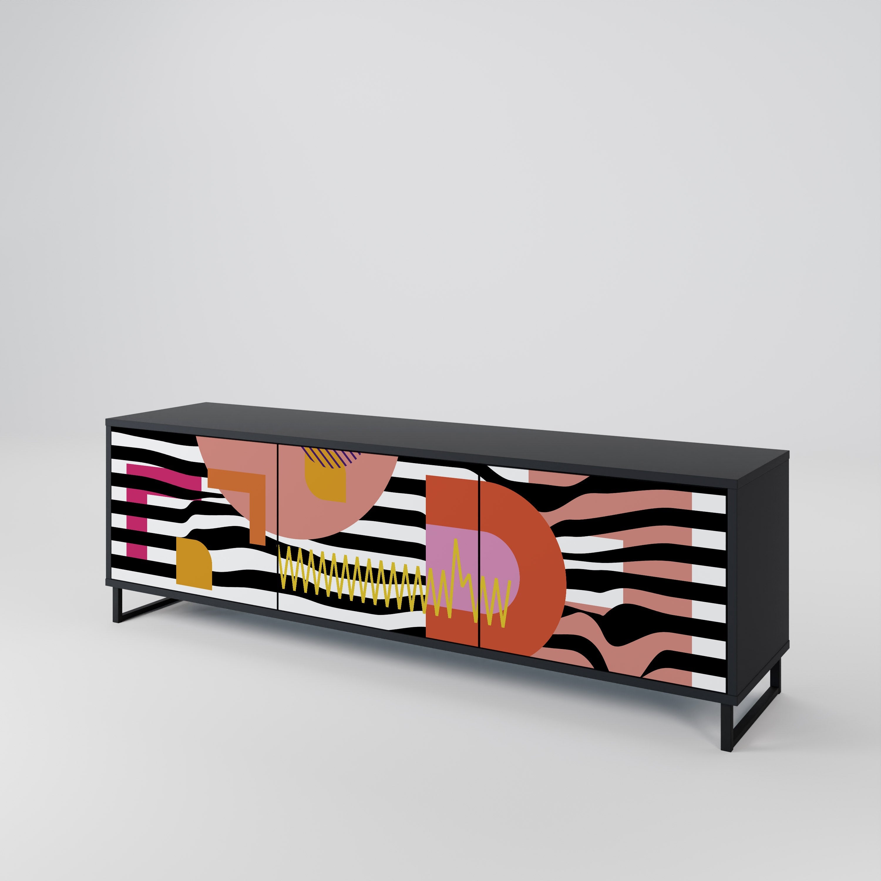 CHROMATIC ABSTRACT Τρίθυρη βάση τηλεόρασης σε μαύρο φινίρισμα