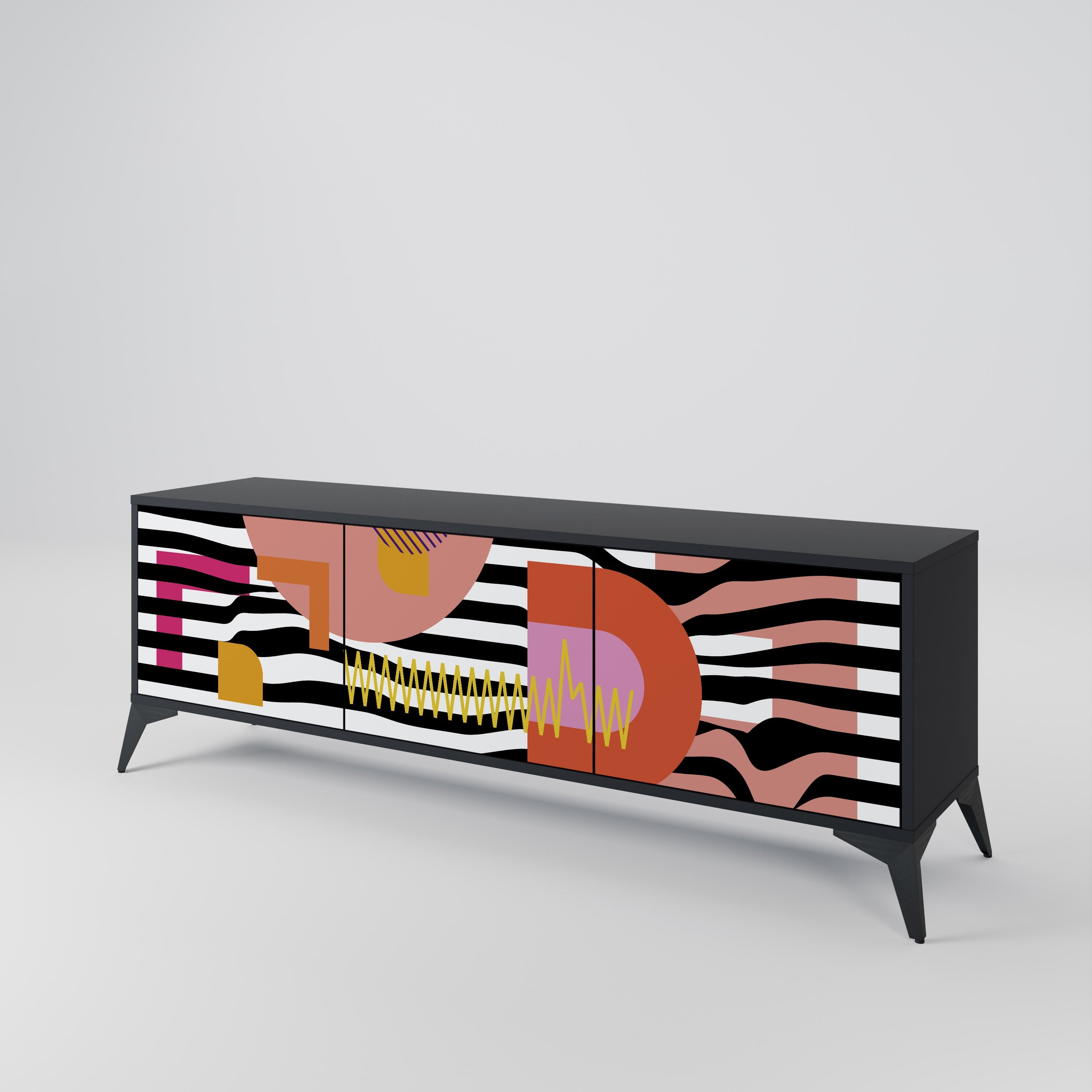 CHROMATIC ABSTRACT Τρίθυρη βάση τηλεόρασης σε μαύρο φινίρισμα