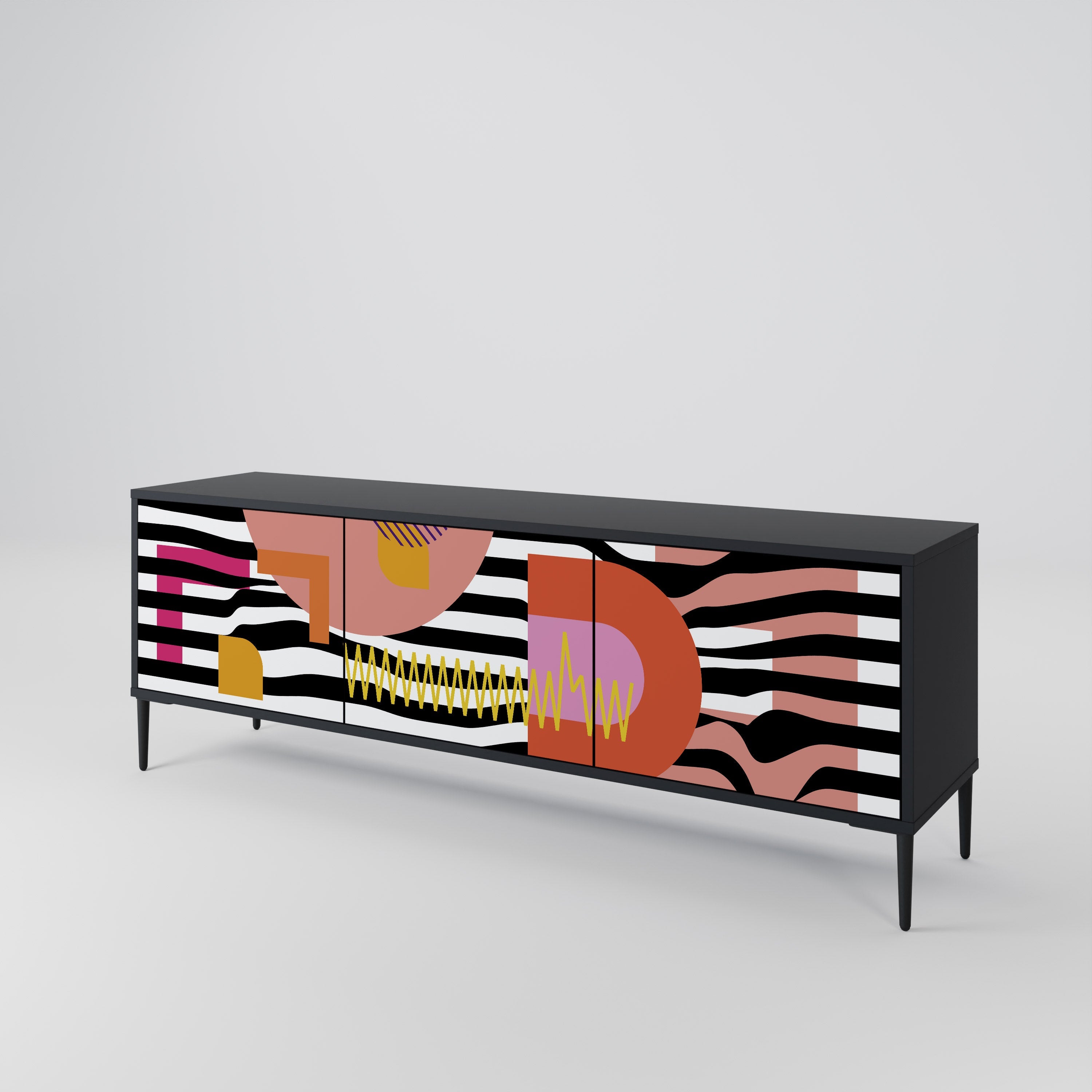 CHROMATIC ABSTRACT Τρίθυρη βάση τηλεόρασης σε μαύρο φινίρισμα