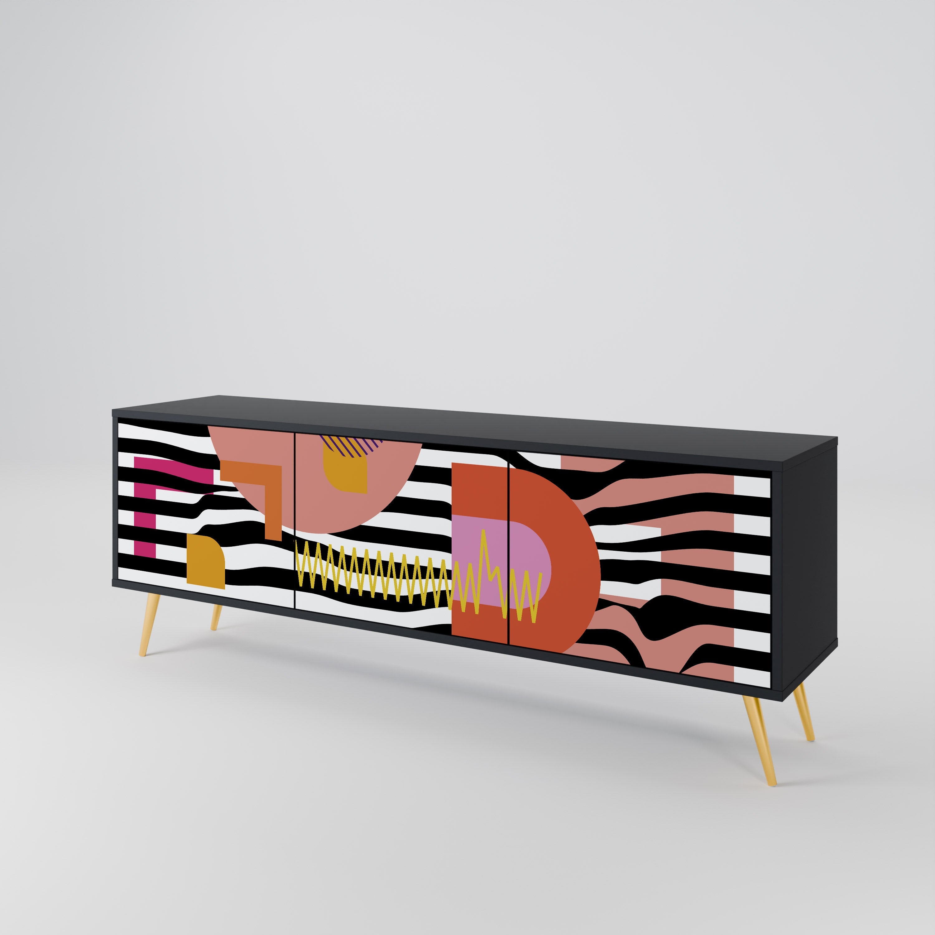 CHROMATIC ABSTRACT Τρίθυρη βάση τηλεόρασης σε μαύρο φινίρισμα