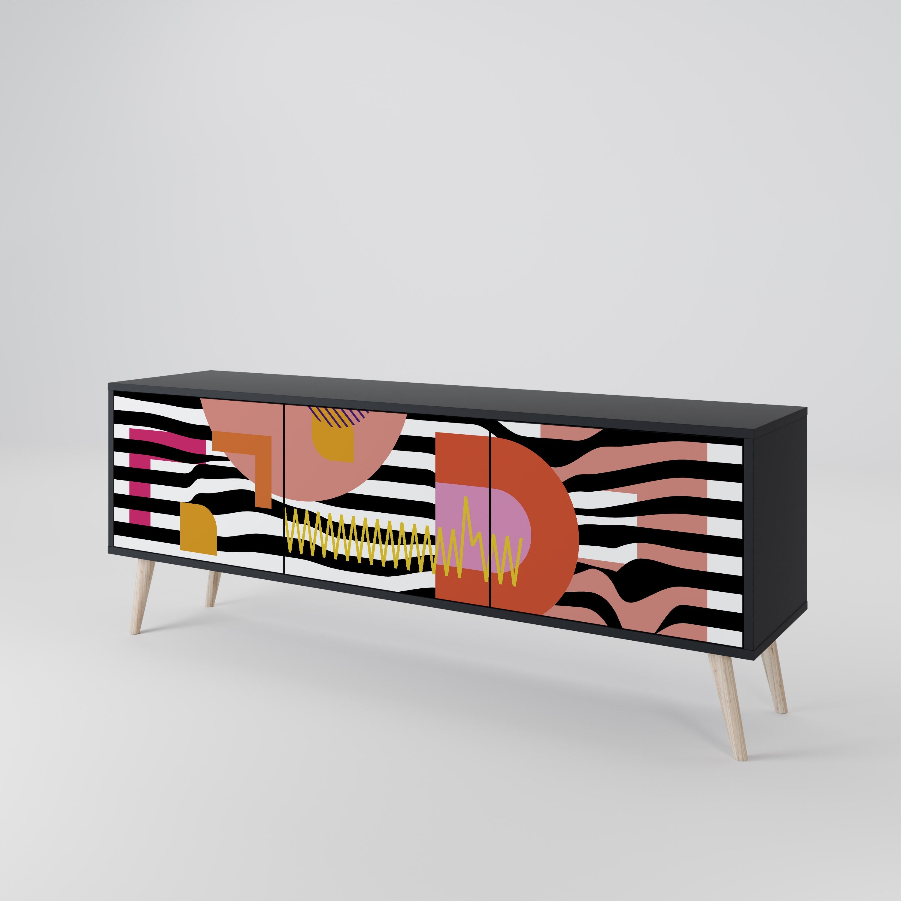 CHROMATIC ABSTRACT Τρίθυρη βάση τηλεόρασης σε μαύρο φινίρισμα