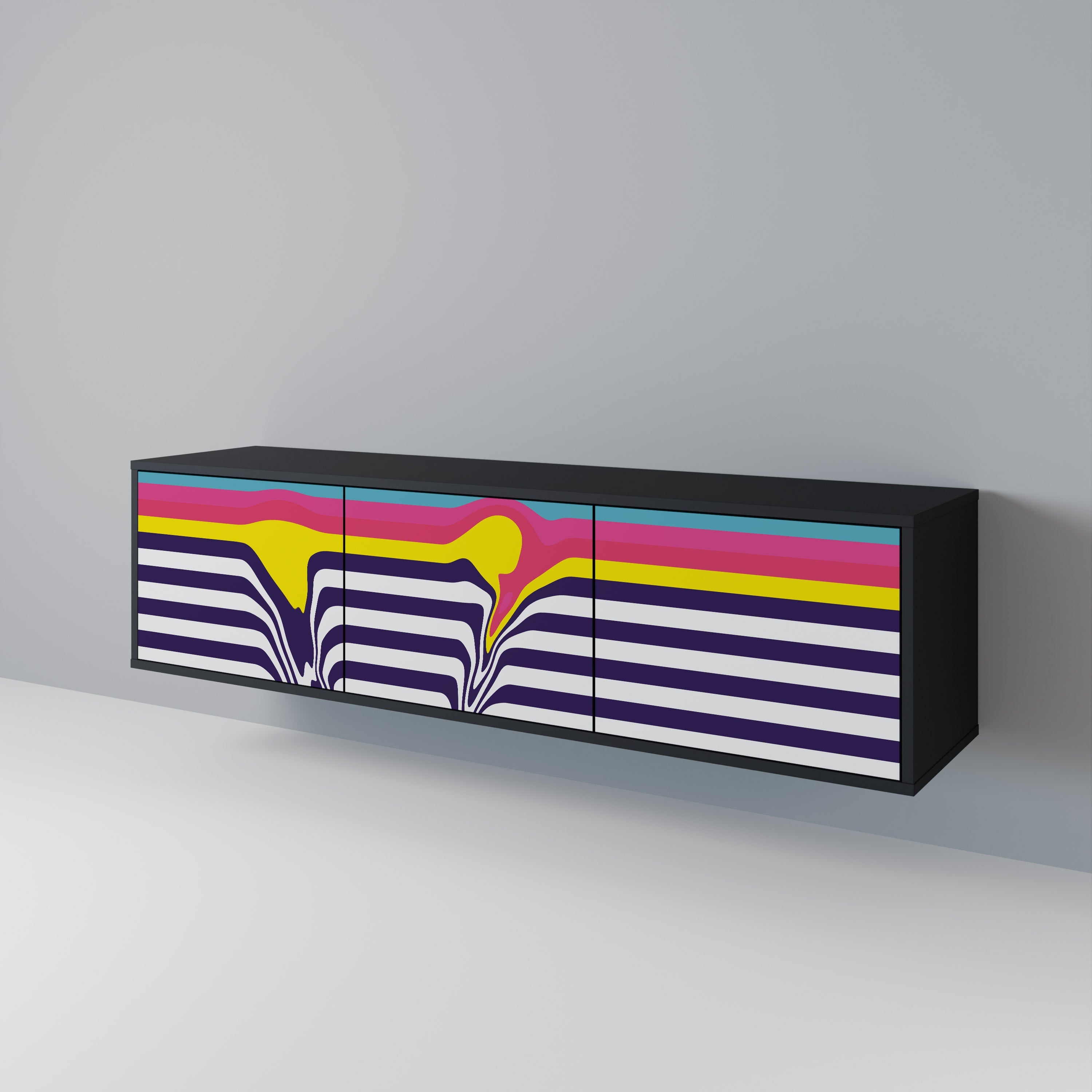 Βάση τηλεόρασης COLORFUL DIVERSION 3 πορτών σε μαύρο φινίρισμα