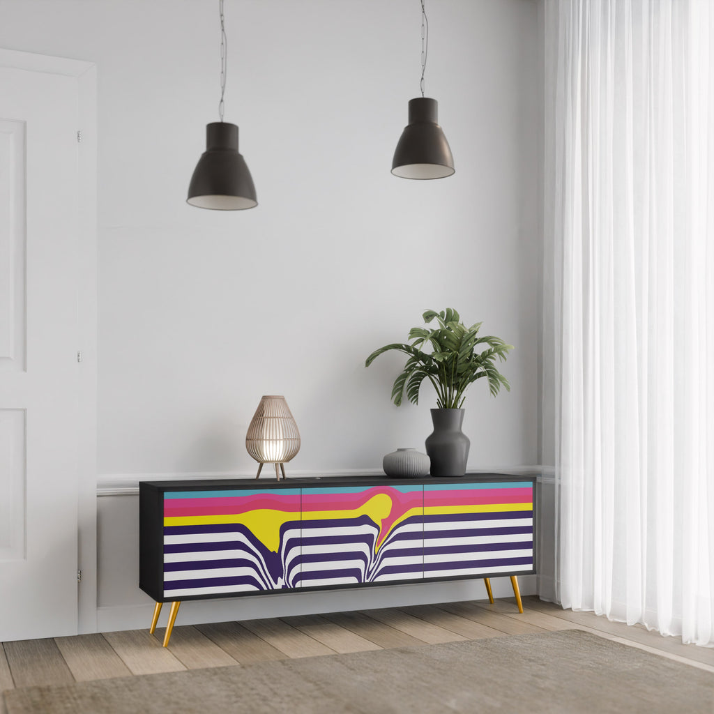 Βάση τηλεόρασης COLORFUL DIVERSION 3 πορτών σε μαύρο φινίρισμα