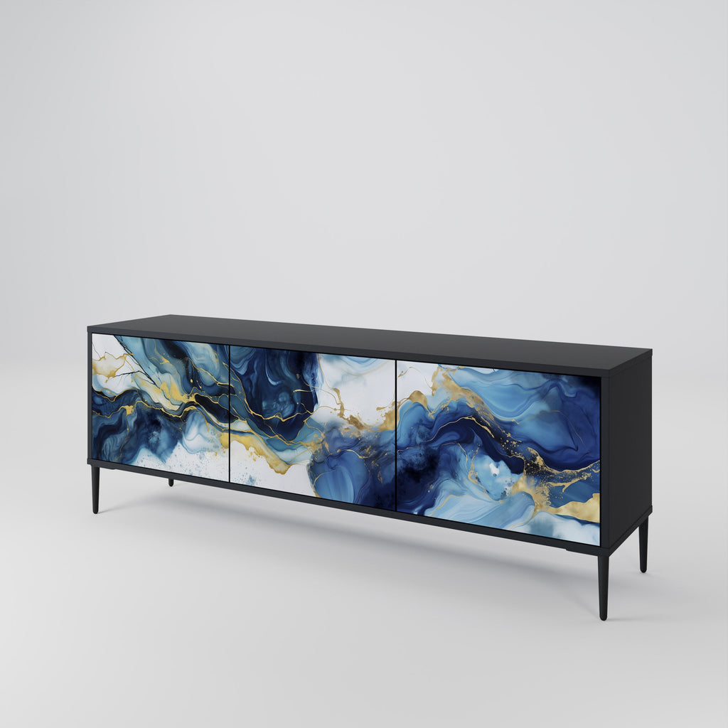Βάση τηλεόρασης INKY MARBLE 3 πορτών σε μαύρο φινίρισμα