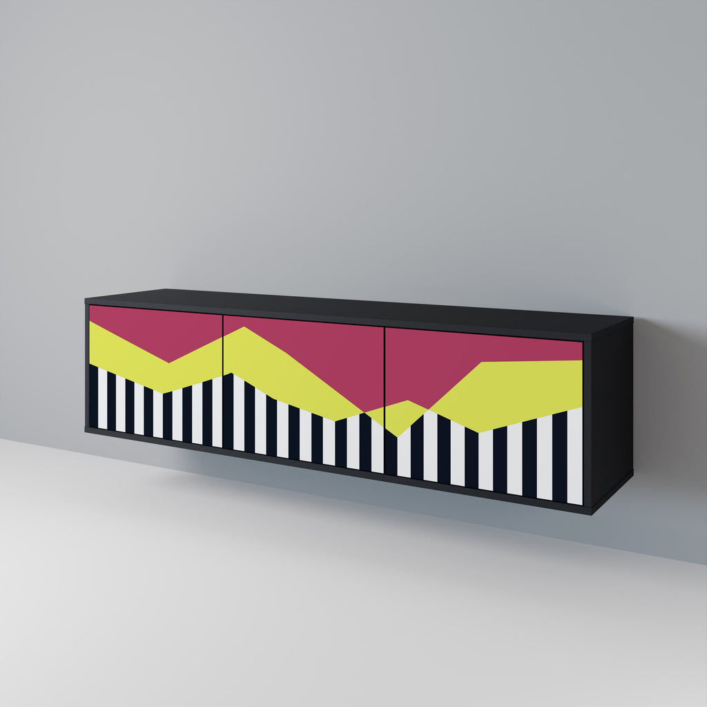 Βάση τηλεόρασης PIANO FANTASY 3θυρη σε μαύρο φινίρισμα