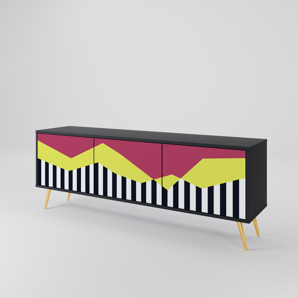 Βάση τηλεόρασης PIANO FANTASY 3θυρη σε μαύρο φινίρισμα
