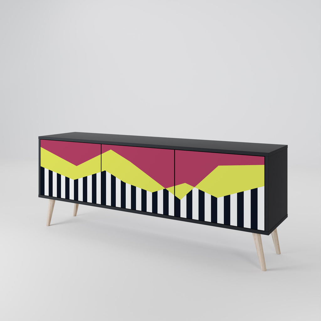 Βάση τηλεόρασης PIANO FANTASY 3θυρη σε μαύρο φινίρισμα
