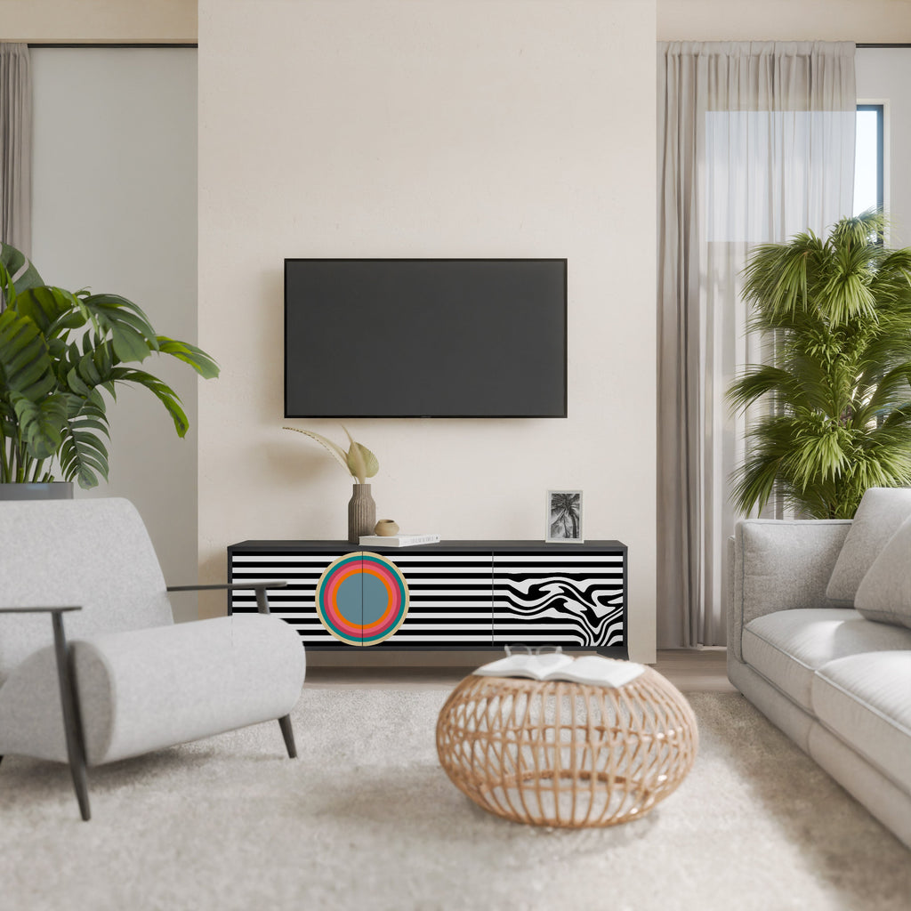 SPECTRA SHOWCASE Τριθέσια βάση τηλεόρασης σε μαύρο φινίρισμα
