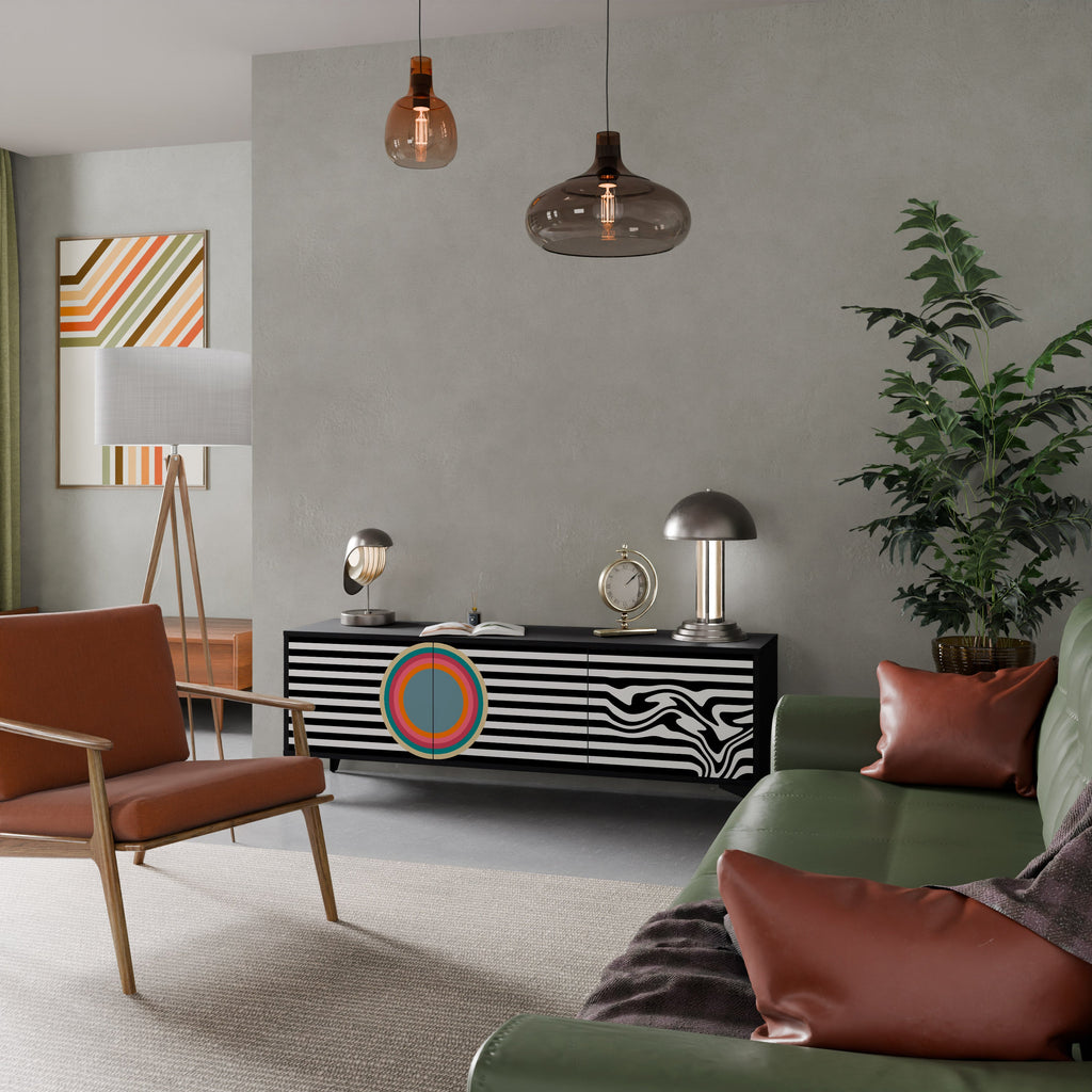 SPECTRA SHOWCASE Τριθέσια βάση τηλεόρασης σε μαύρο φινίρισμα