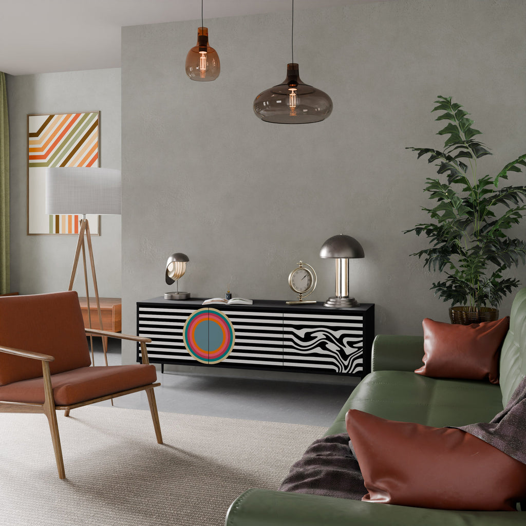 SPECTRA SHOWCASE Τριθέσια βάση τηλεόρασης σε μαύρο φινίρισμα