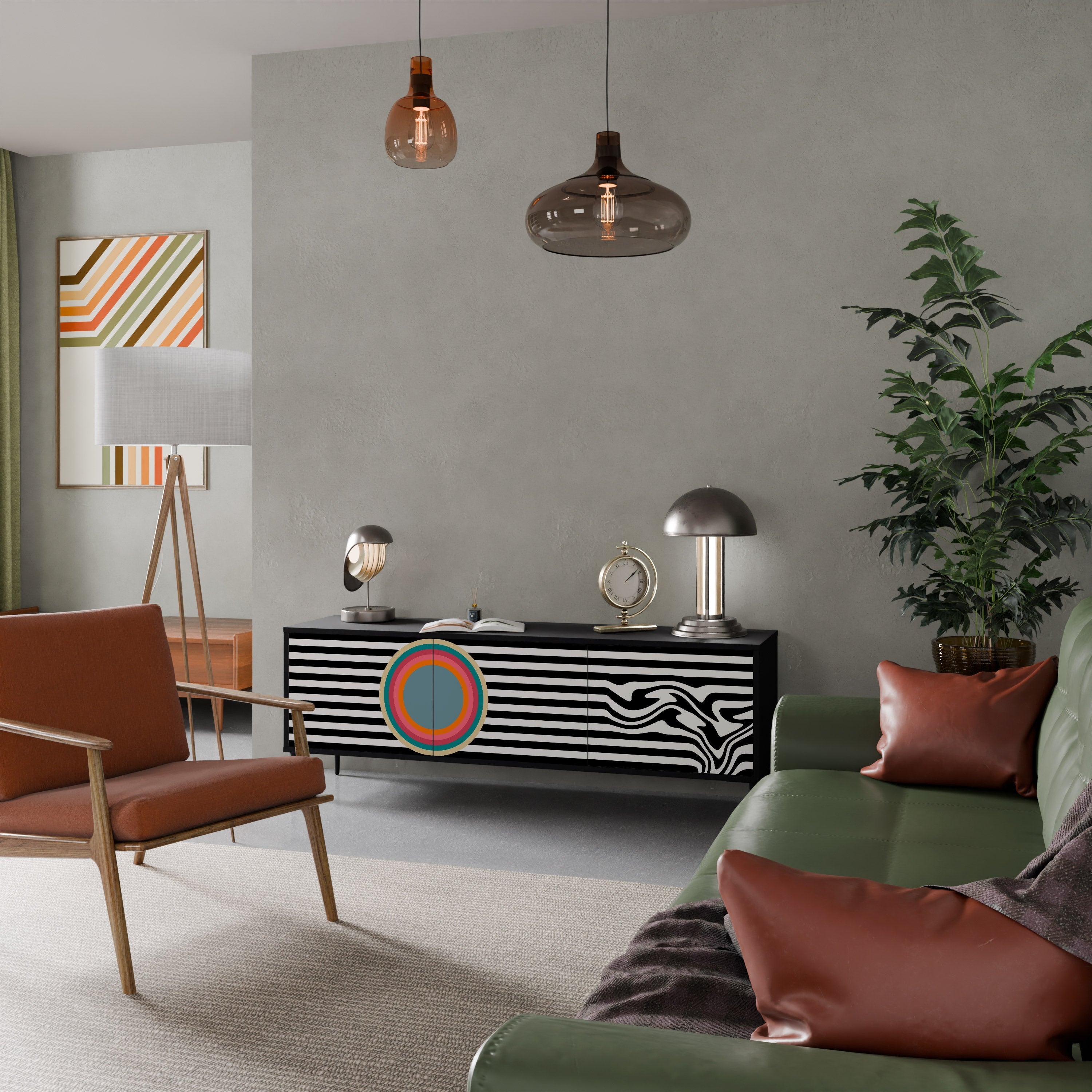 SPECTRA SHOWCASE Τριθέσια βάση τηλεόρασης σε μαύρο φινίρισμα