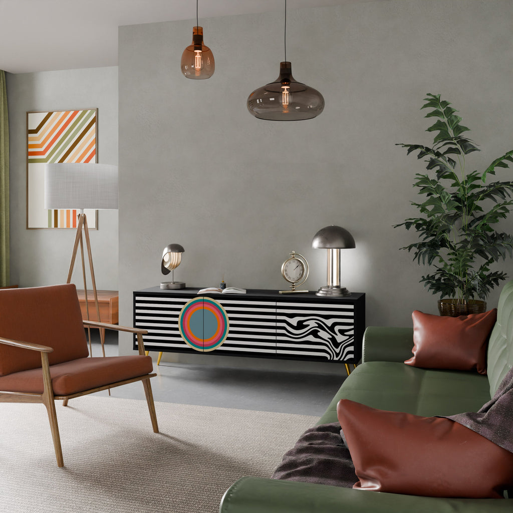 SPECTRA SHOWCASE Τριθέσια βάση τηλεόρασης σε μαύρο φινίρισμα