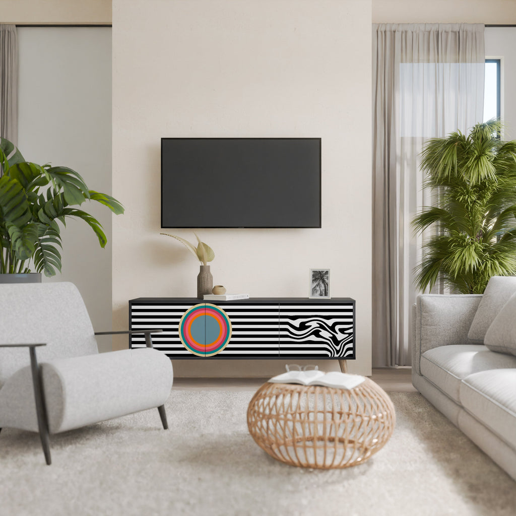 SPECTRA SHOWCASE Τριθέσια βάση τηλεόρασης σε μαύρο φινίρισμα