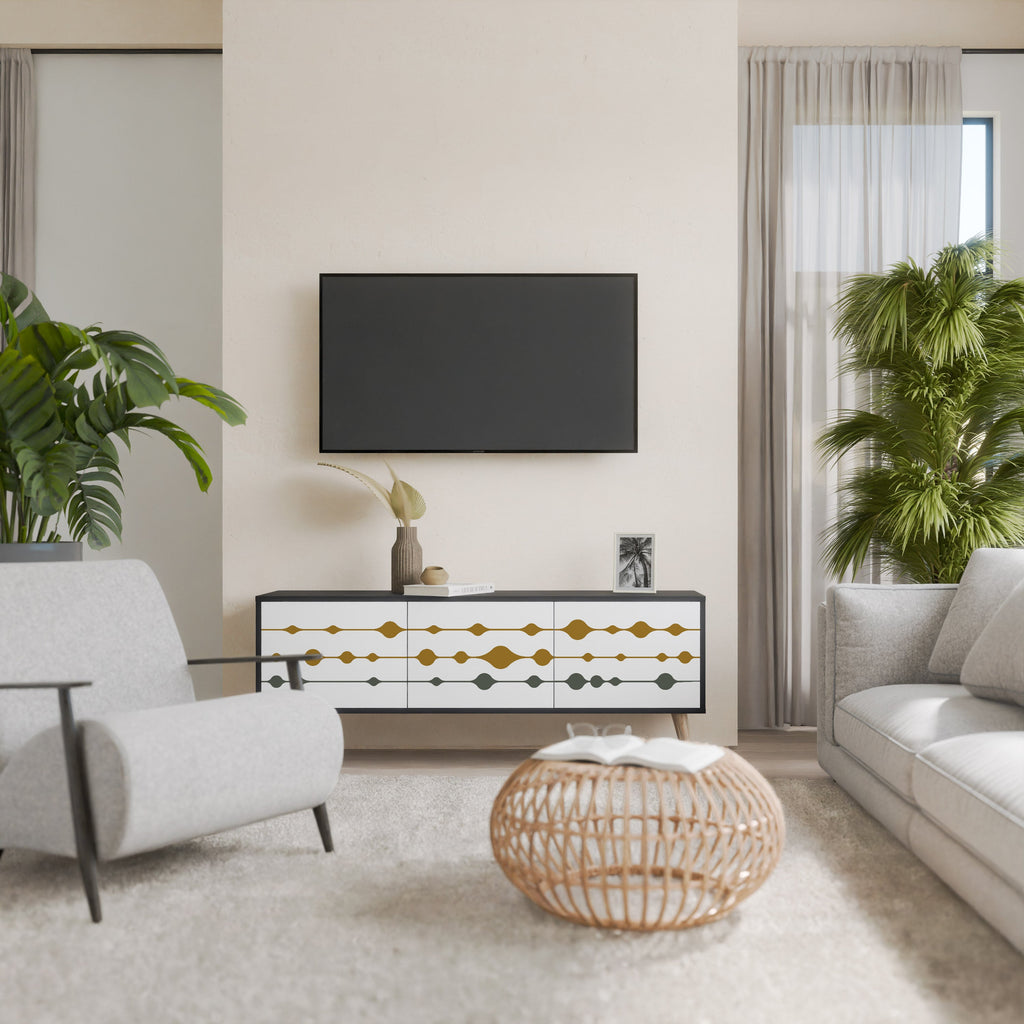 Βάση τηλεόρασης VIVID TONE 3 πορτών σε μαύρο φινίρισμα